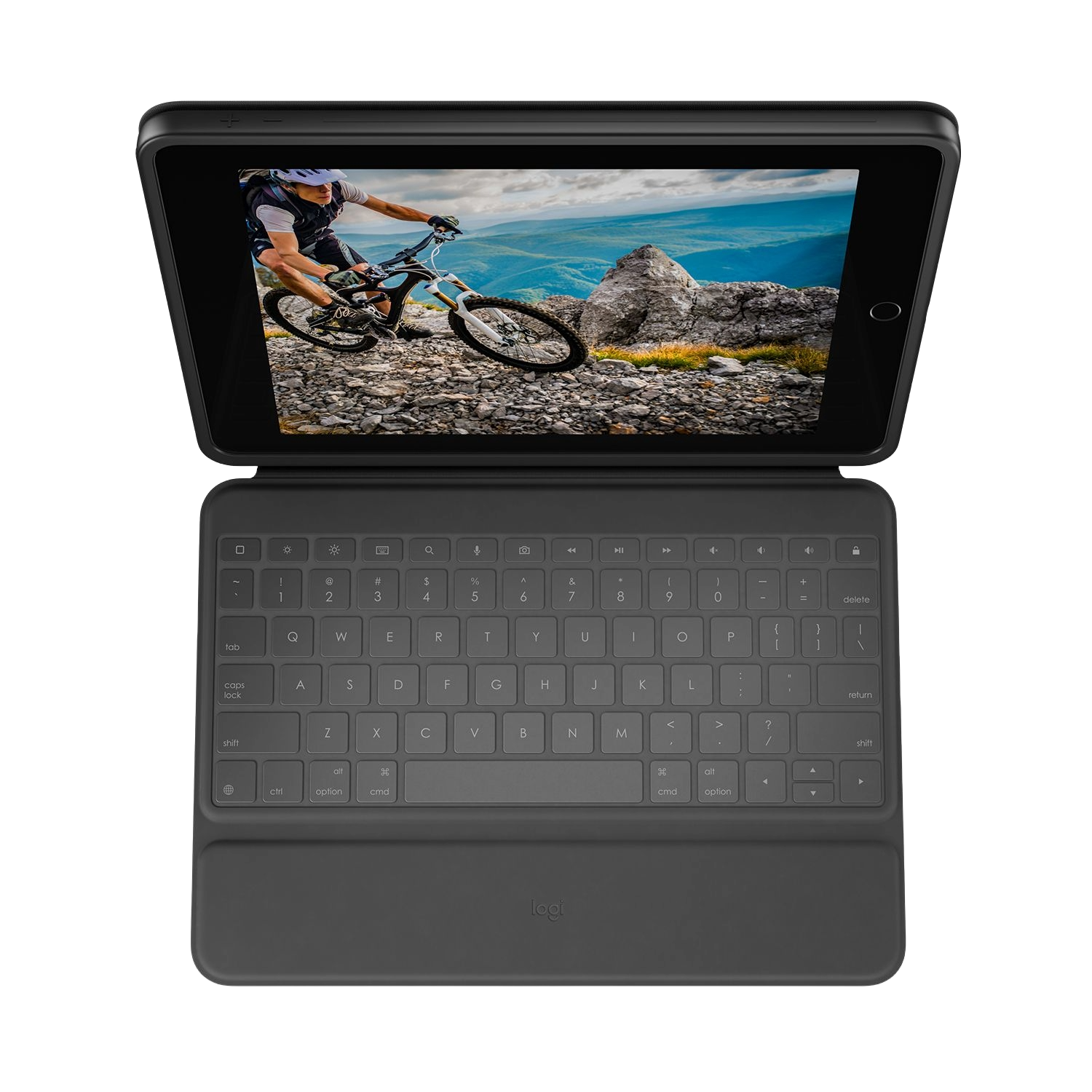 Logitech iPad (7e/8e generatie) Rugged folio toetsenbordcase zwart