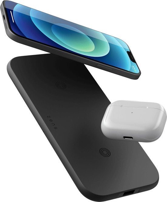 Zens Dual fast draadloze oplader zwart (2x 10W)