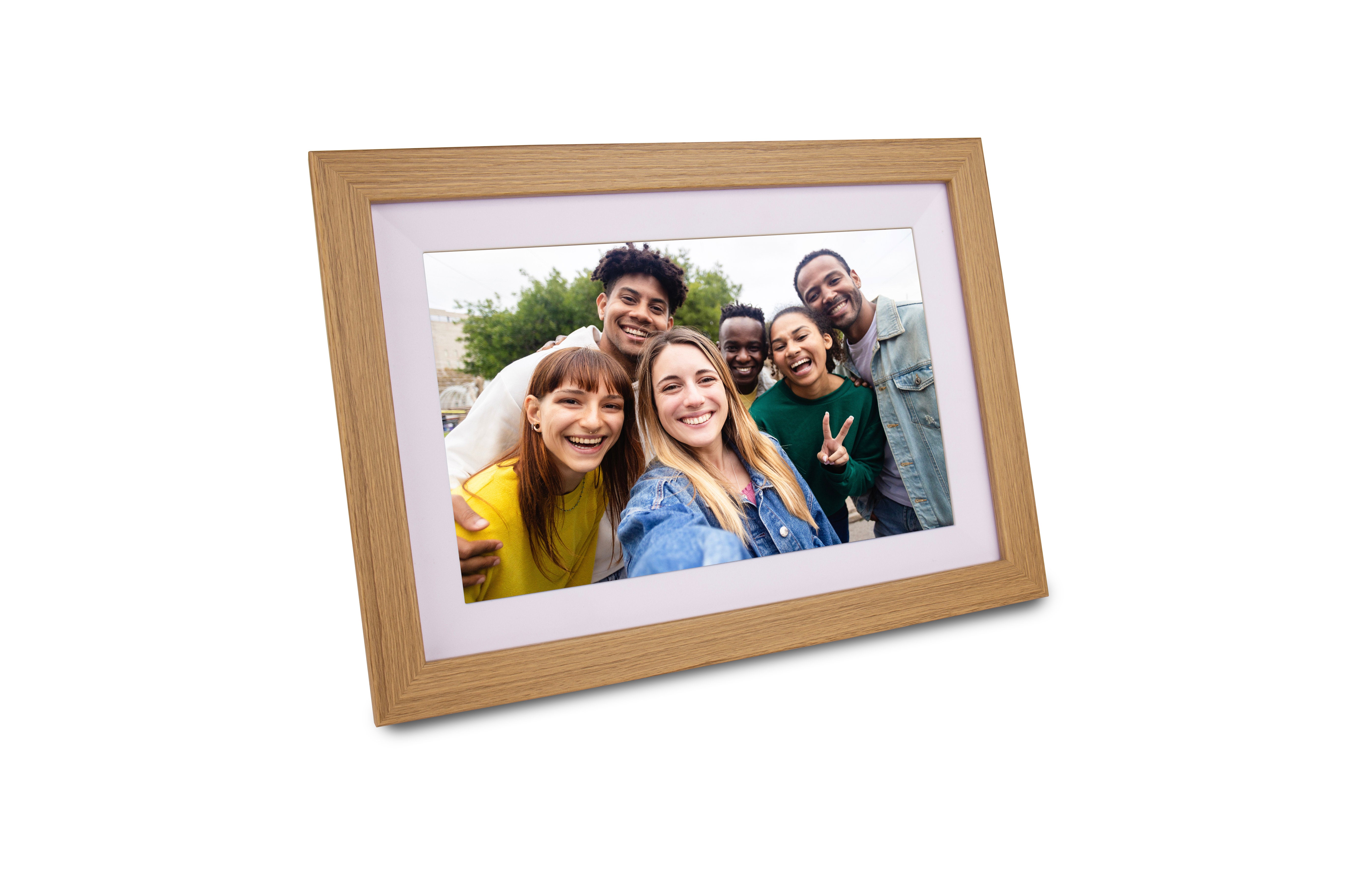 BeHello Digitale fotolijst met Frameo app 16GB licht eikenhout