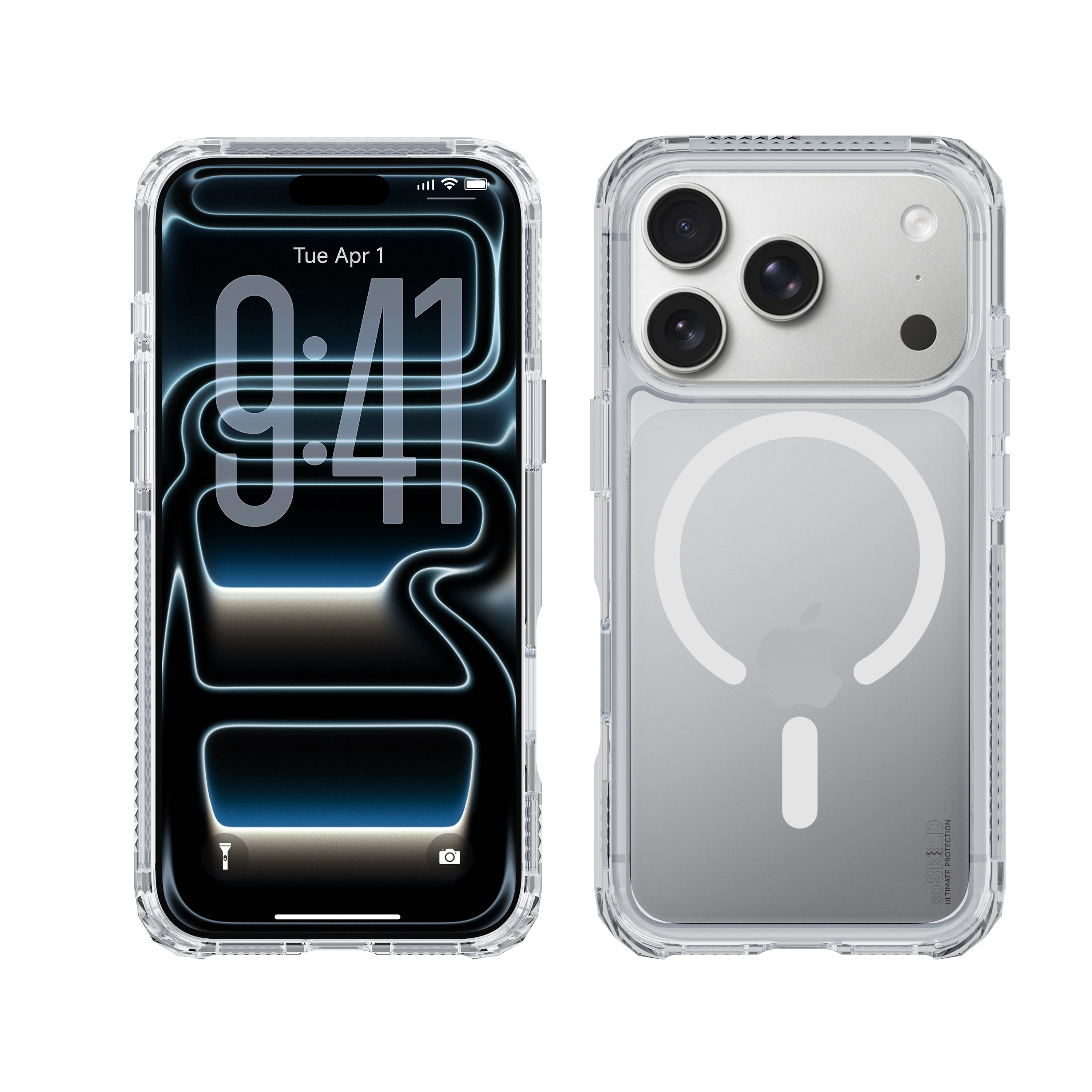 SoSkild iPhone 18 Pro / 17 Pro Defend heavy impact case met magnetische ring transparant