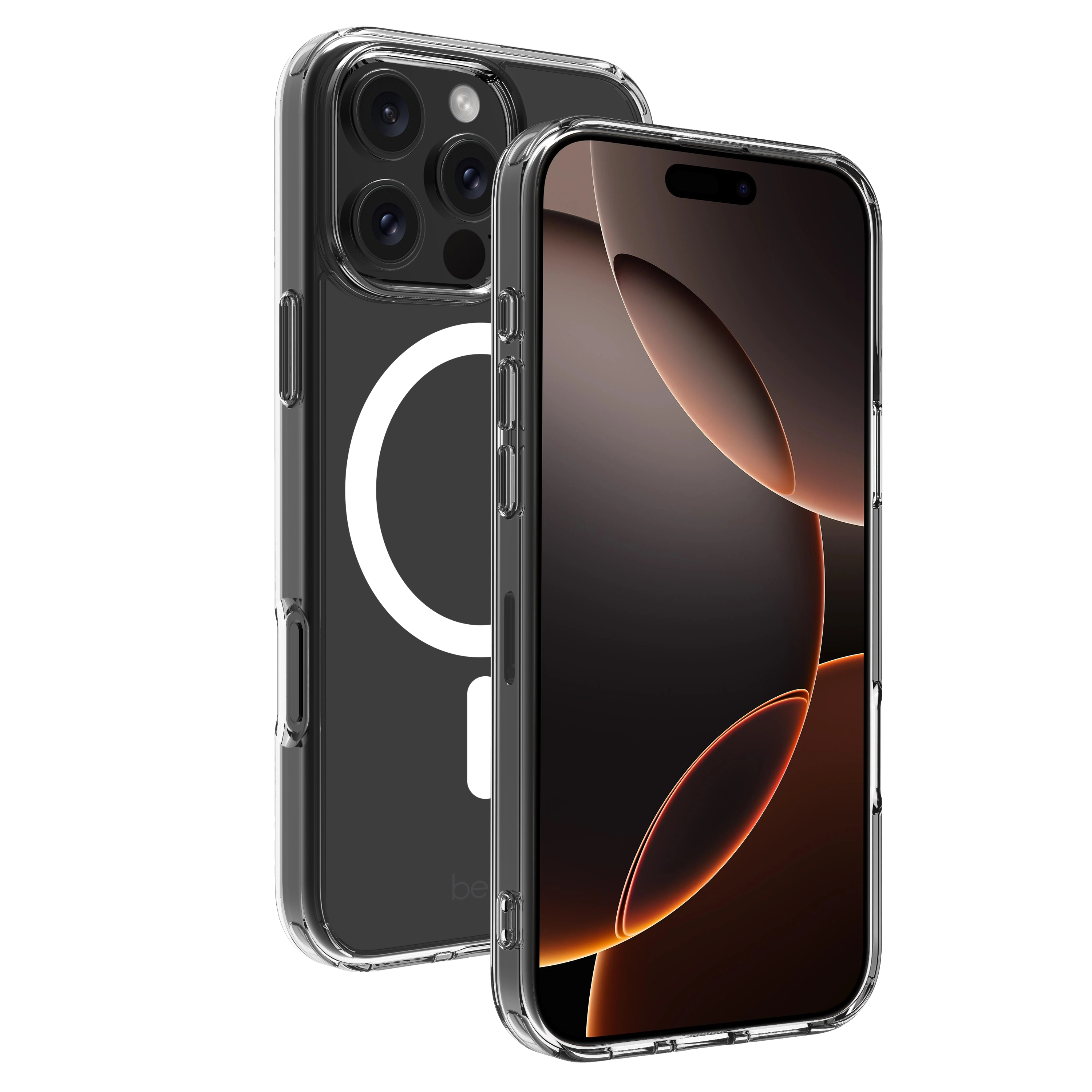 BeHello iPhone 16 Pro Clear case met magnetische ring transparant