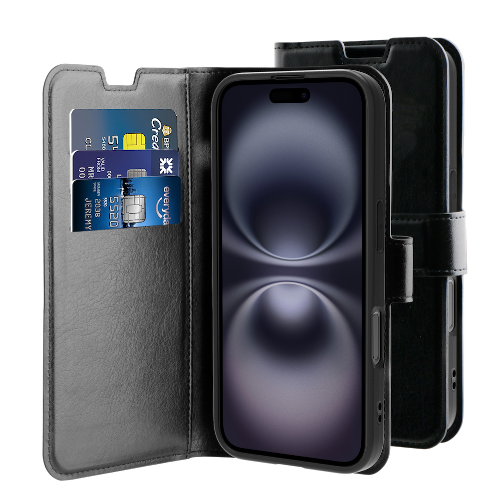 BeHello iPhone 16 Gel wallet case zwart