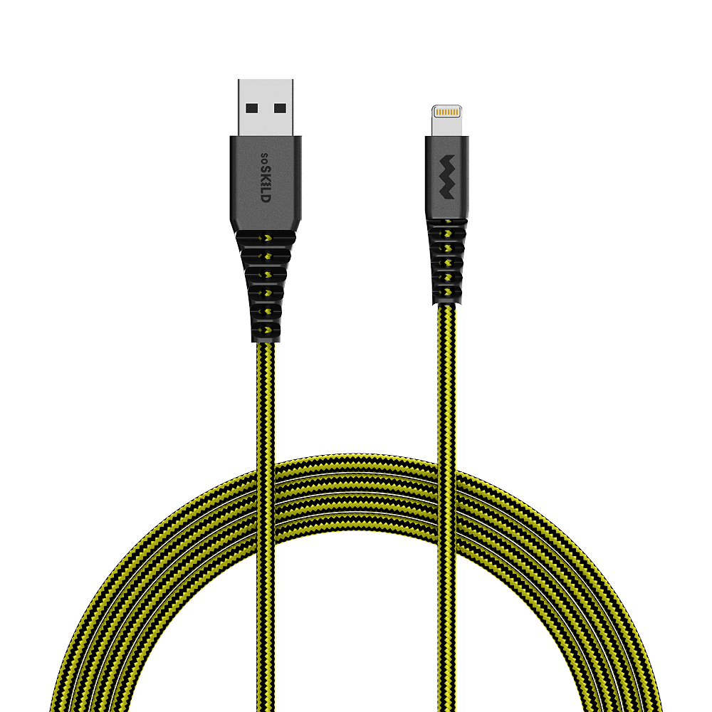 SoSkild Ultimate Cable USB-A naar Lightning verstevigde kabel 1.5m zwart/geel