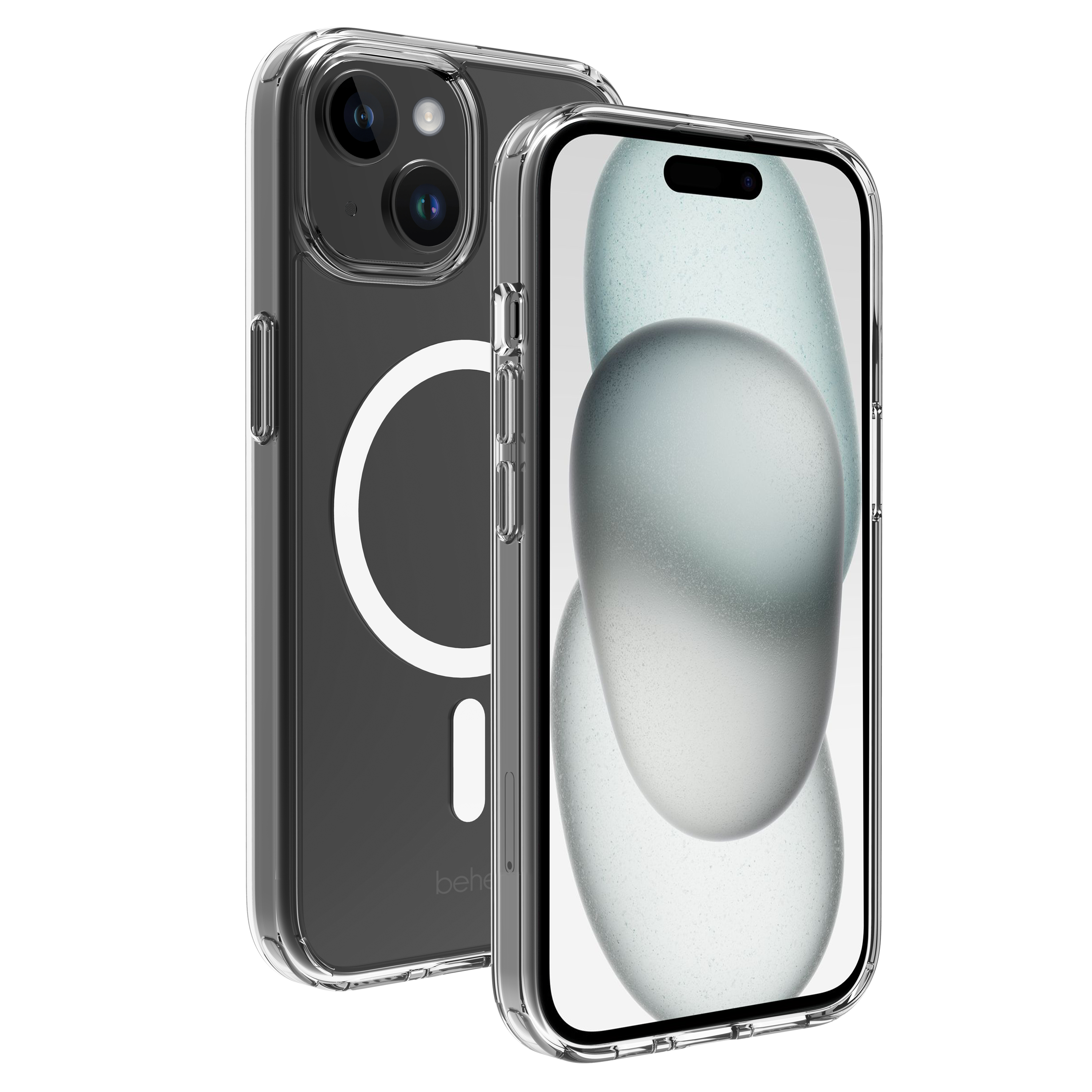 BeHello iPhone 15 Clear case met magnetische ring transparant