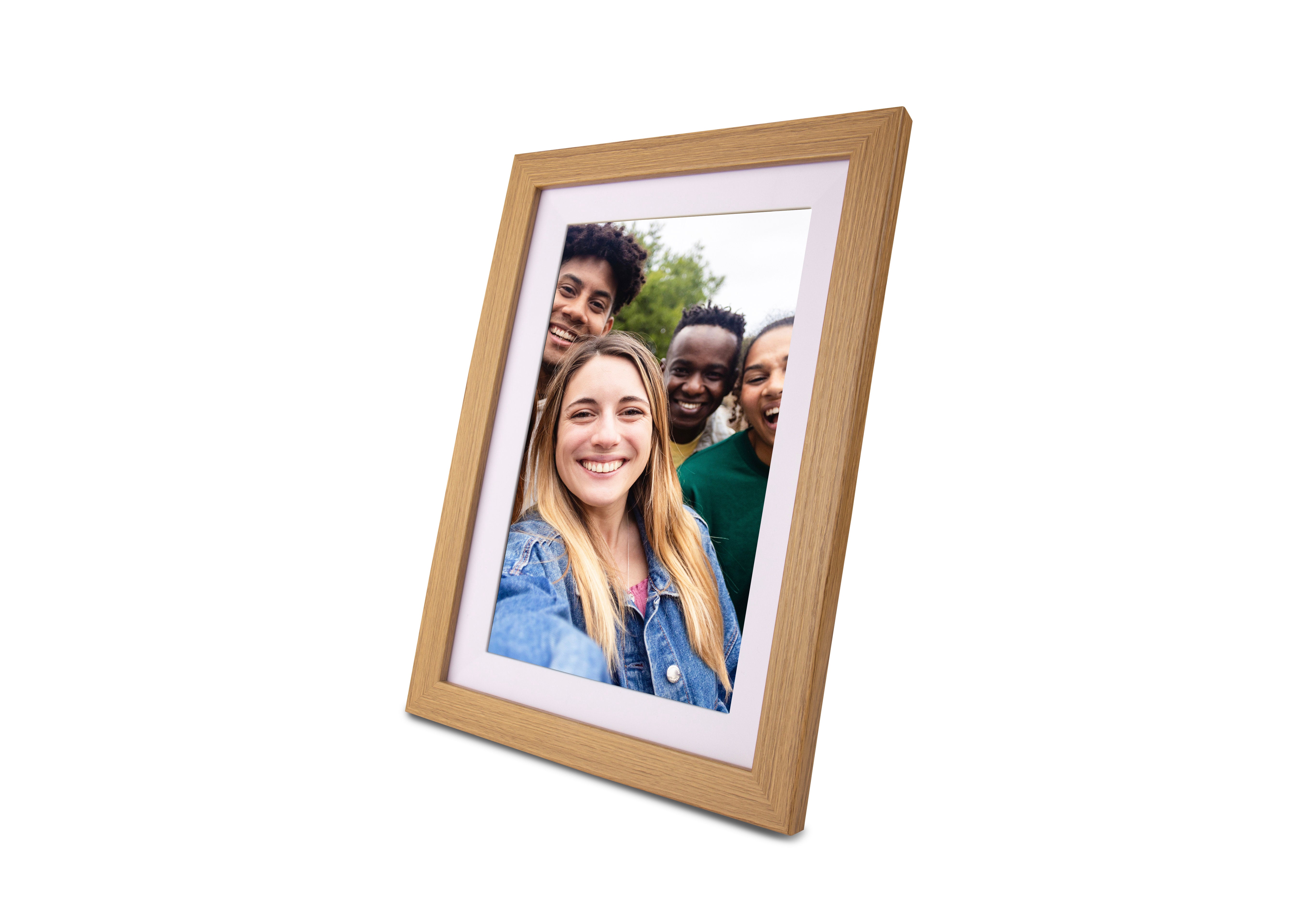 BeHello Digitale fotolijst met Frameo app 16GB licht eikenhout
