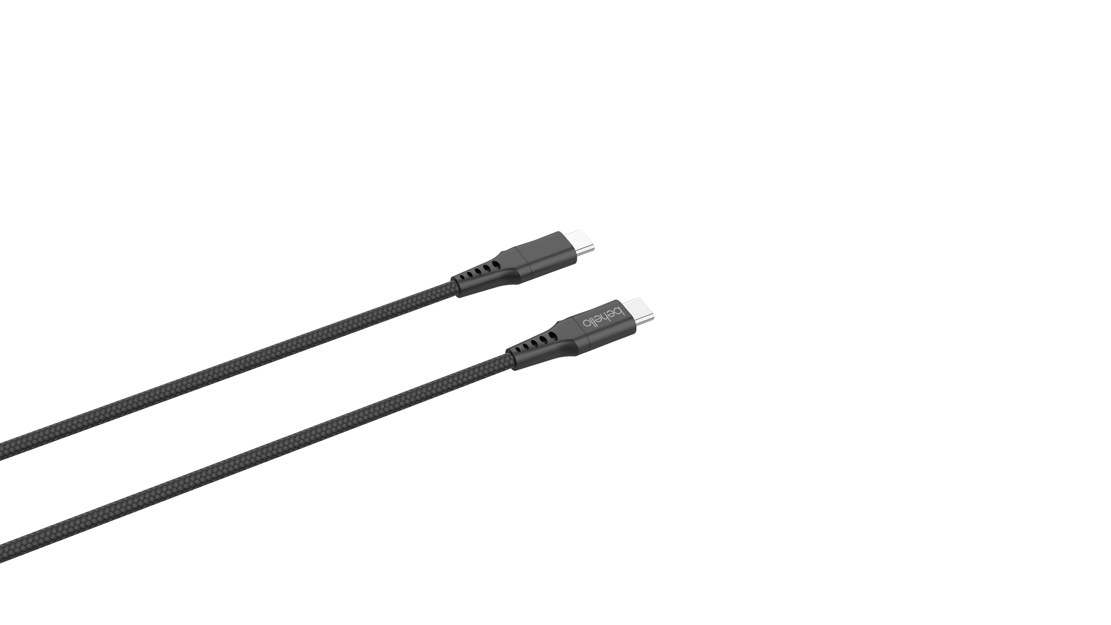 BeHello USB-C naar USB-C kabel geweven 1m zwart