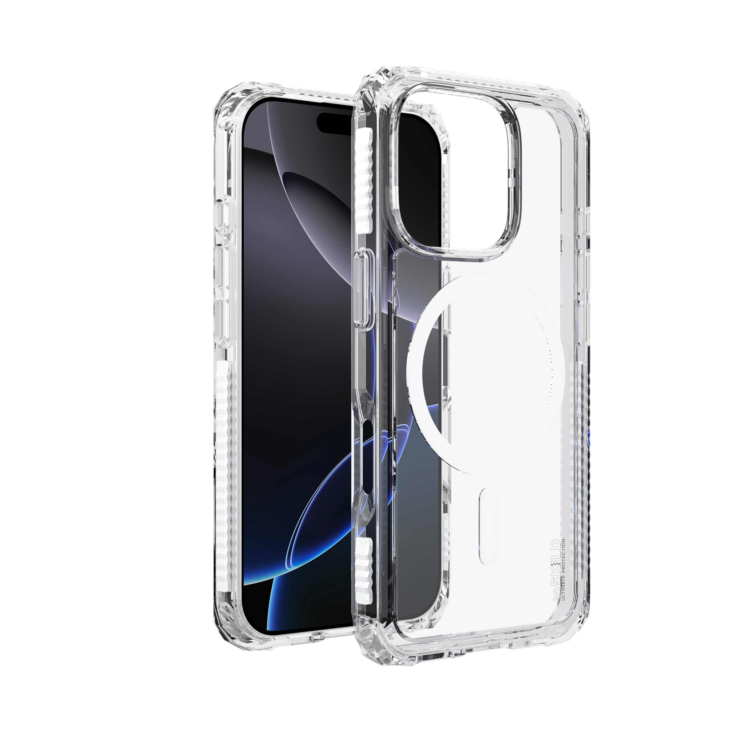 SoSkild iPhone 16 Pro Defend heavy impact case met magnetische ring transparant