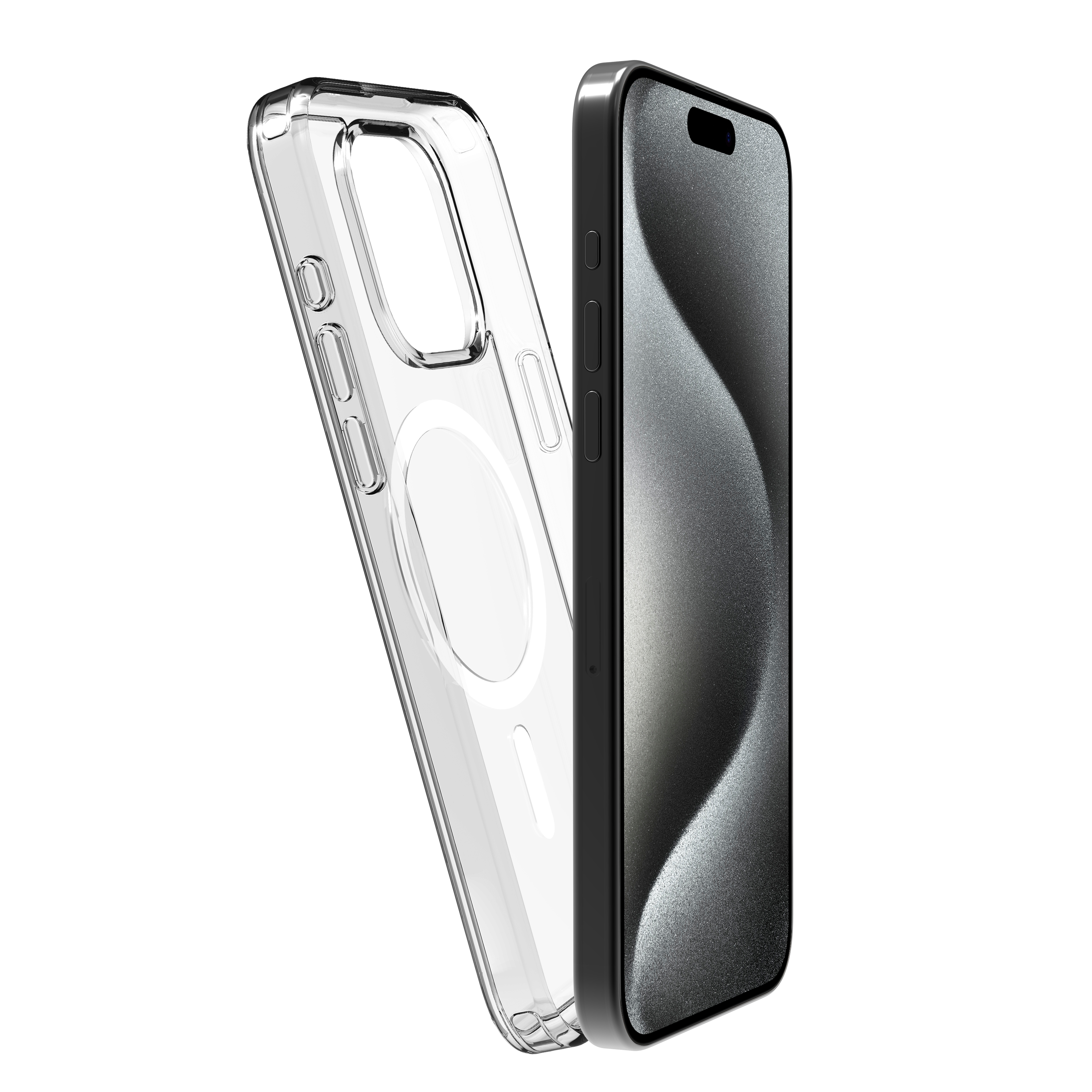 BeHello iPhone 15 Pro Clear case met magnetische ring transparant