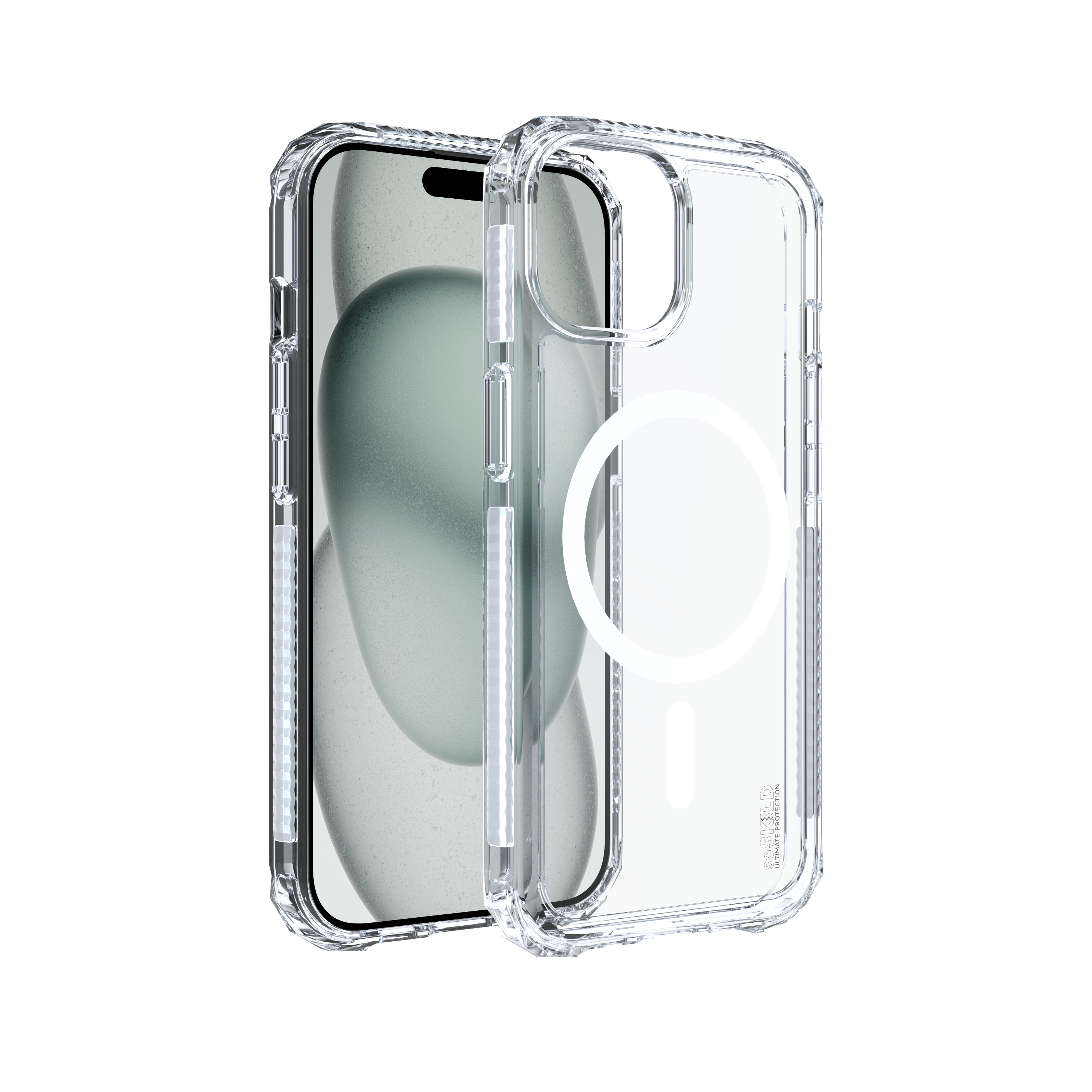 SoSkild iPhone 15 Defend heavy impact case met magnetische ring transparant