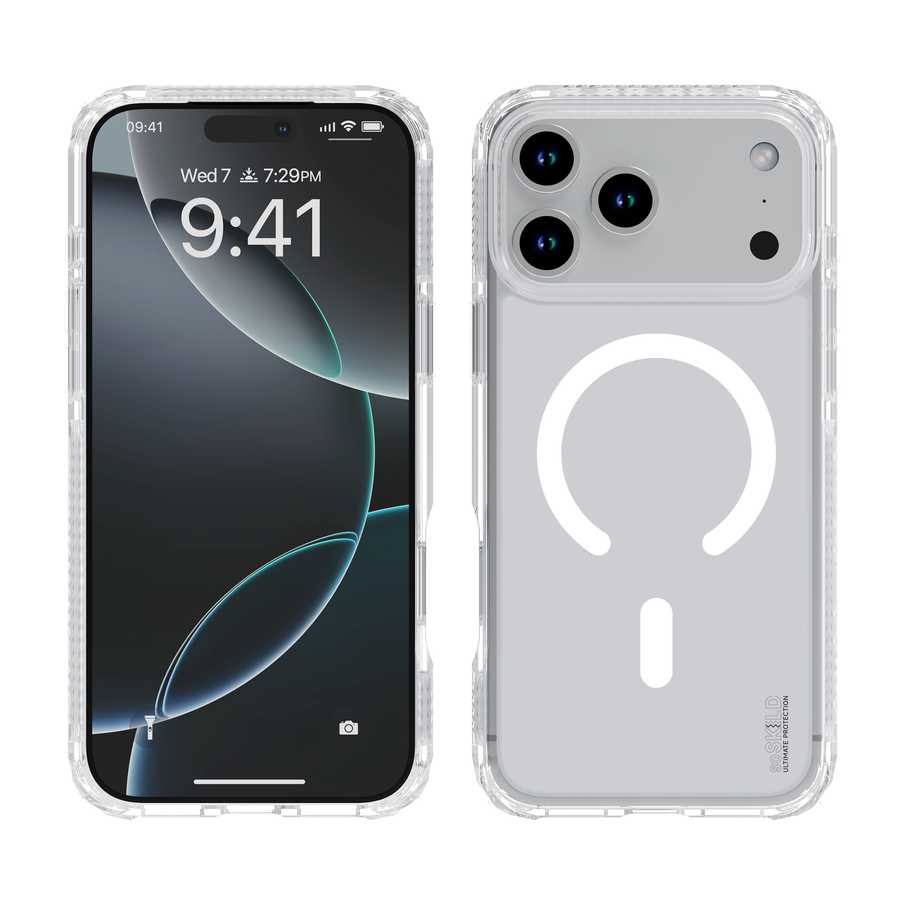 SoSkild iPhone 17 Pro Max Defend heavy impact case met magnetische ring transparant