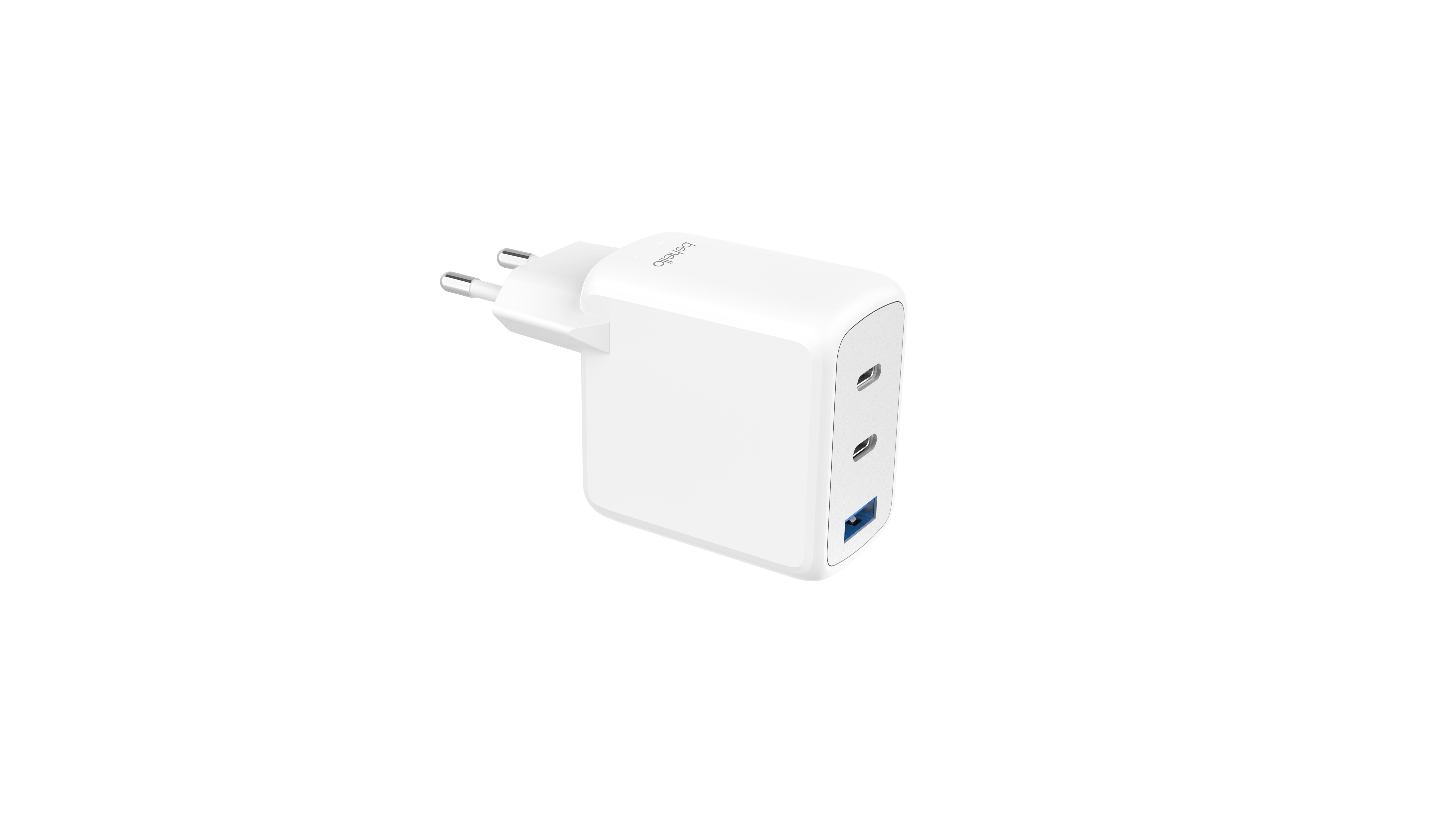 BeHello Oplader 65W GaN met 3 poorten (USB-C en USB-A) wit