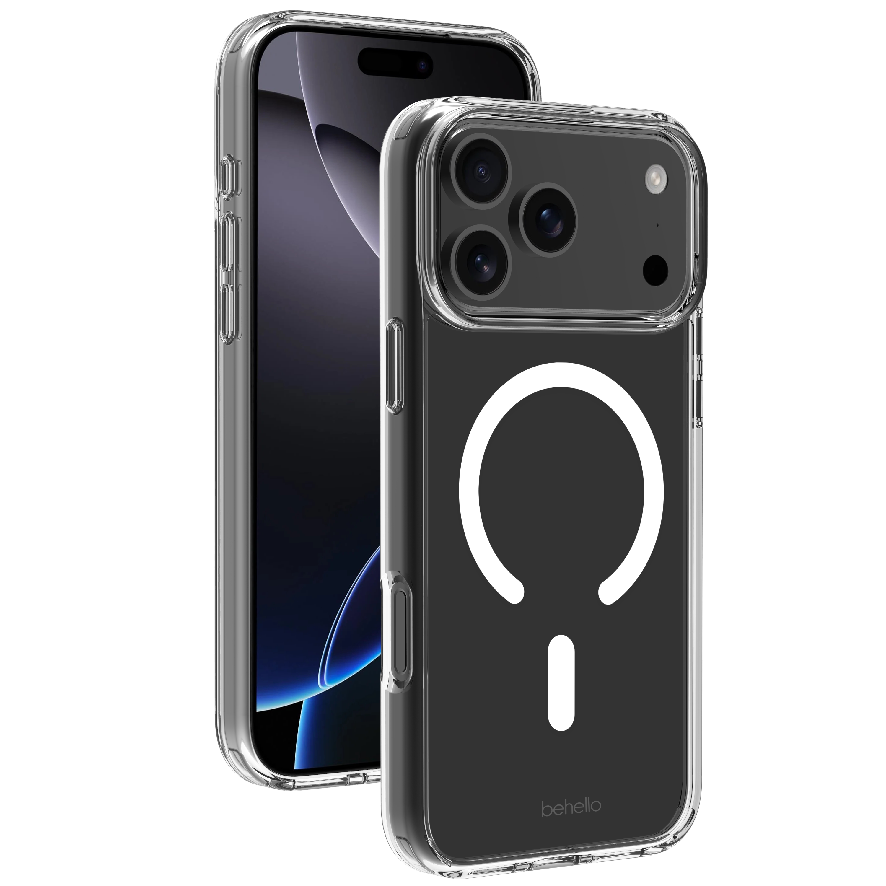 BeHello iPhone 17 Pro Max Clear case met magnetische ring transparant