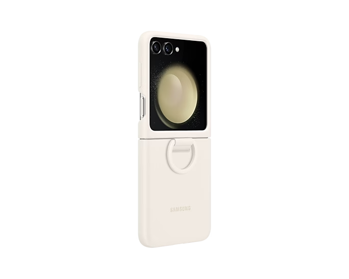 Samsung Galaxy Z Flip5 Silicone case met ring cream