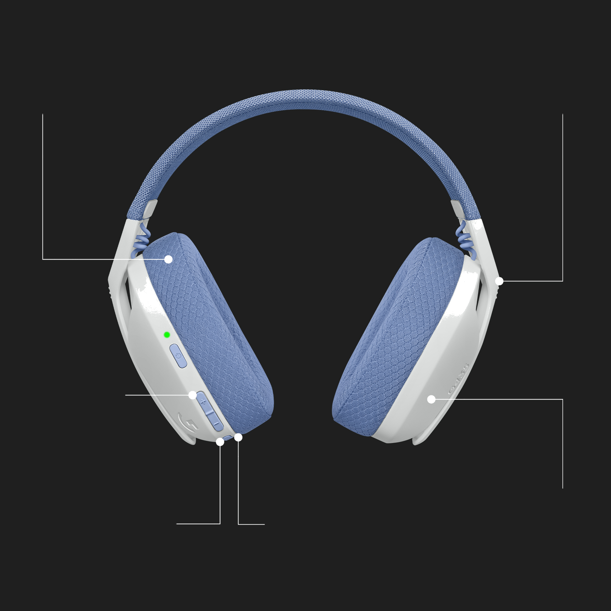 Logitech G G435 draadloze gaming headset blauw/wit