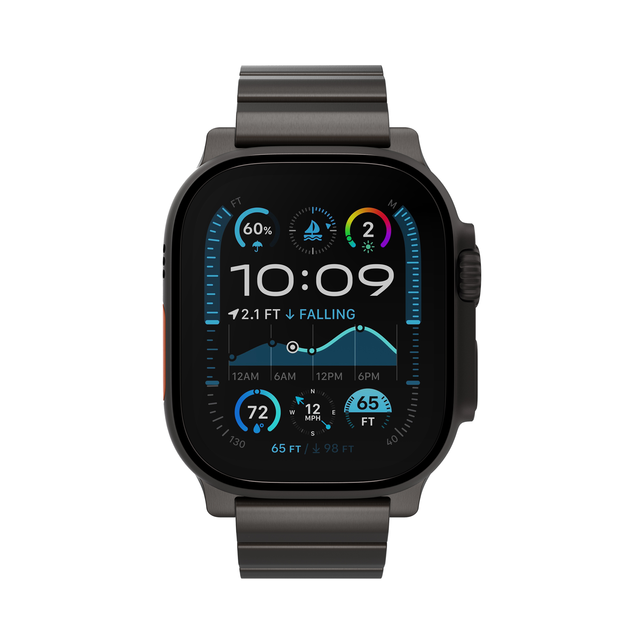 Decoded Titanium Traction bandje voor Apple Watch (Ultra 1/2) 44/45/46/49 mm zwart