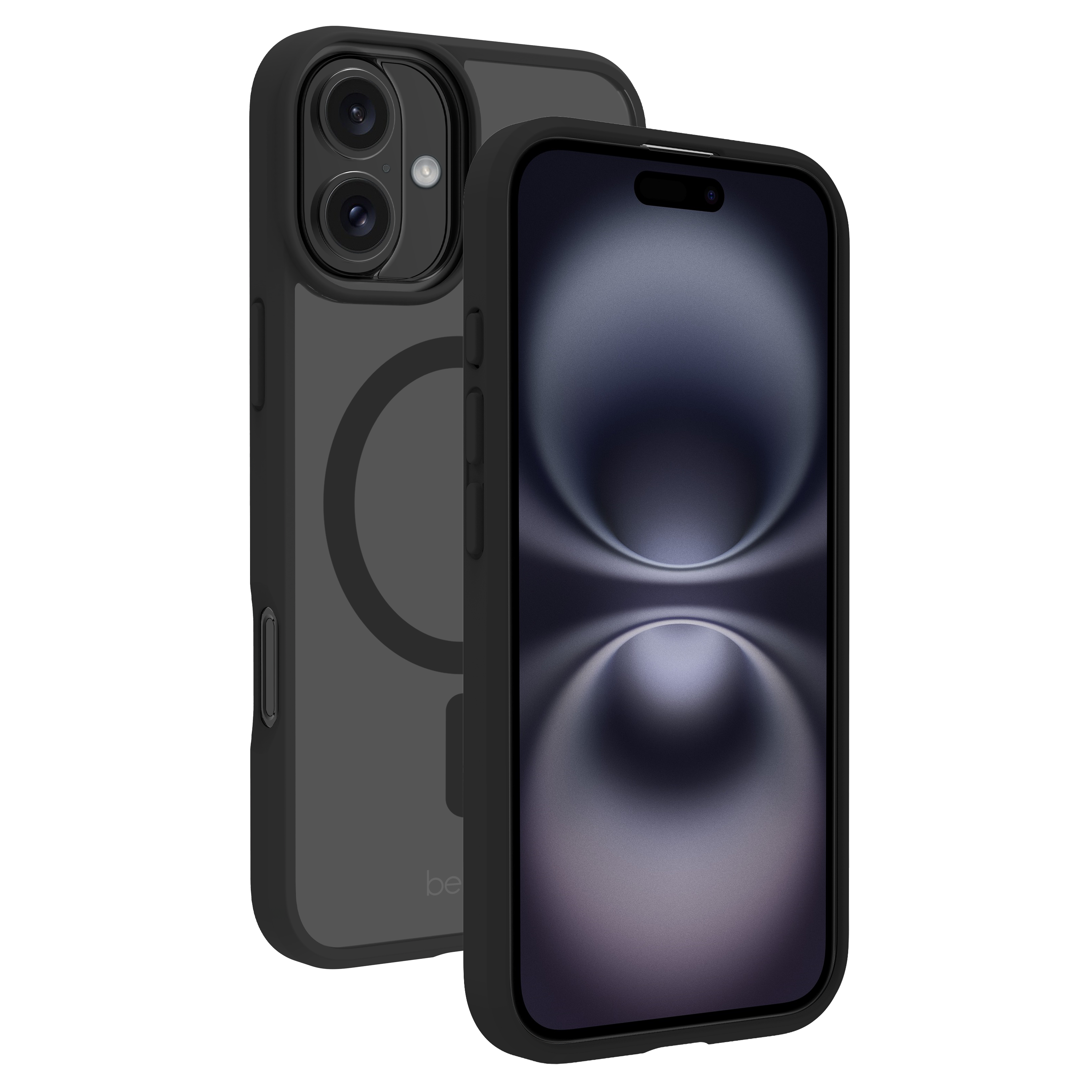 BeHello iPhone 16 Clear case met magnetische ring zwart