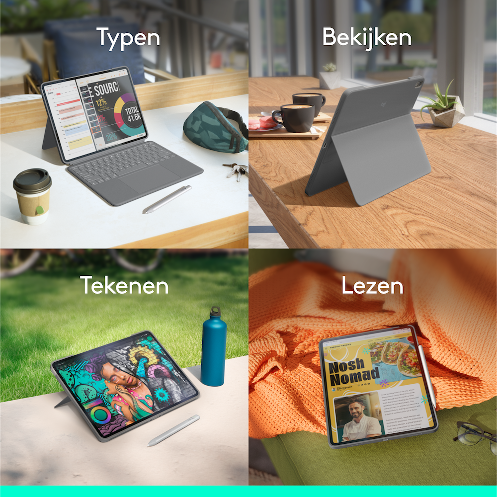 Logitech iPad Air 13 inch (M2) Combo touch toetsenbordcase UK grijs
