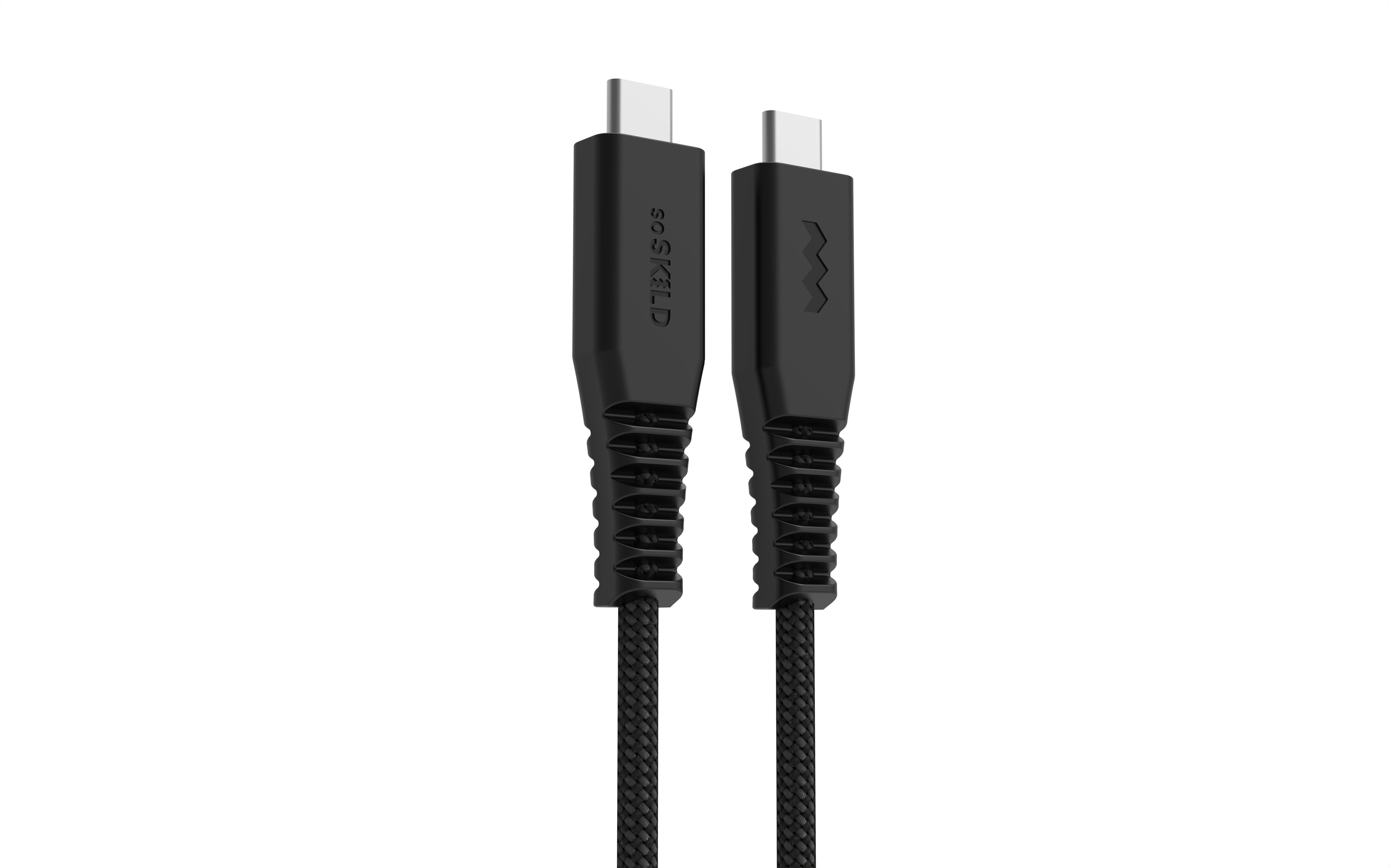 SoSkild Ultimate 4K Video Cable USB-C naar USB-C 240W verstevigde kabel 1,5m zwart