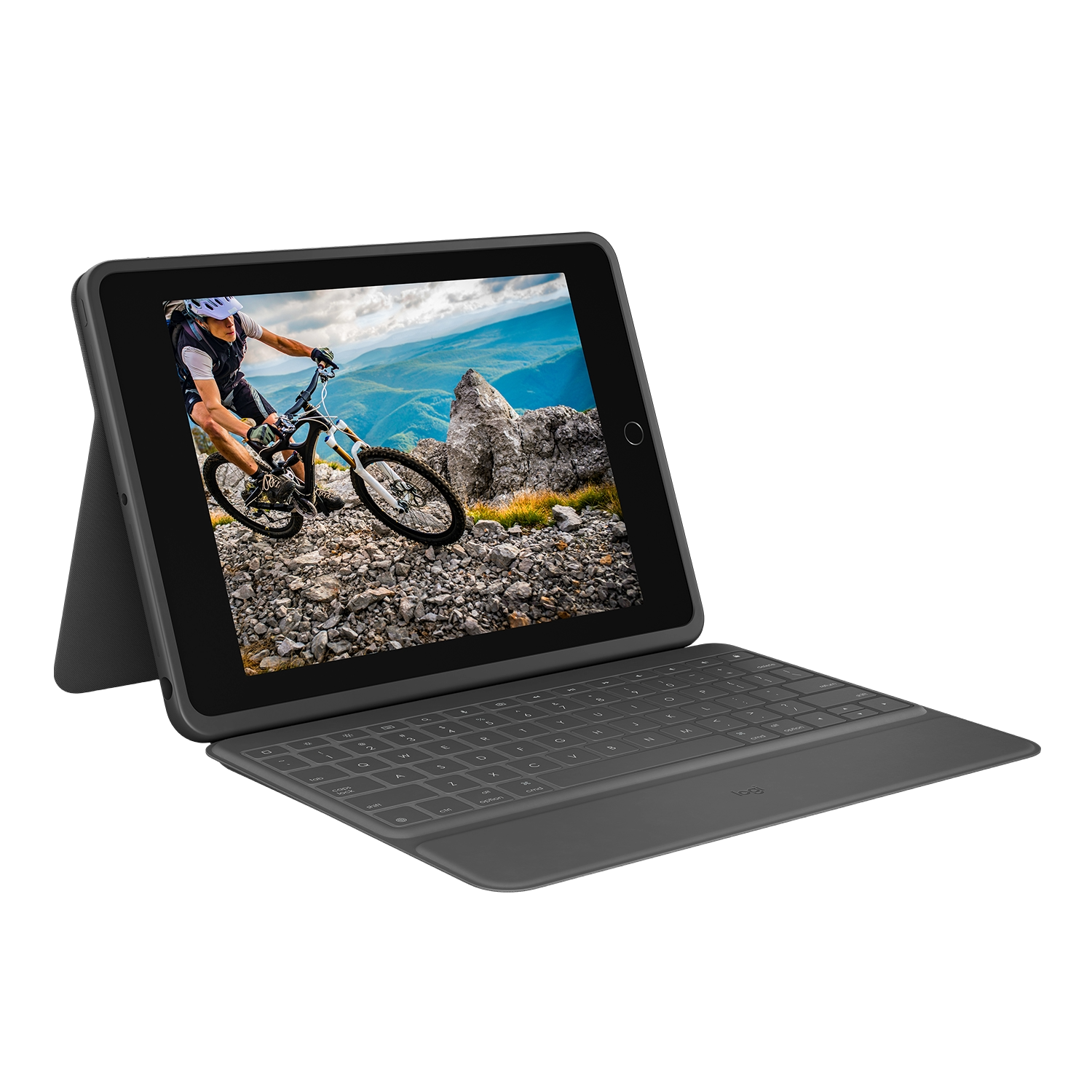 Logitech iPad (7e/8e generatie) Rugged folio toetsenbordcase zwart