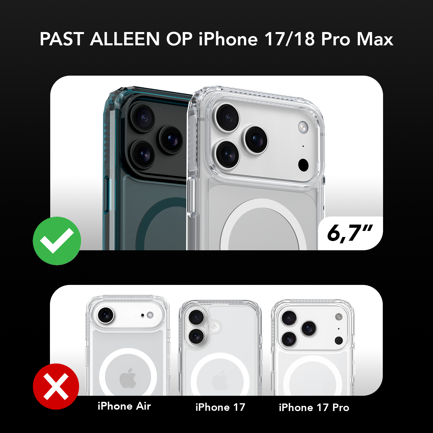 SoSkild iPhone 18 Pro Max / 17 Pro Max Defend heavy impact case met magnetische ring transparant