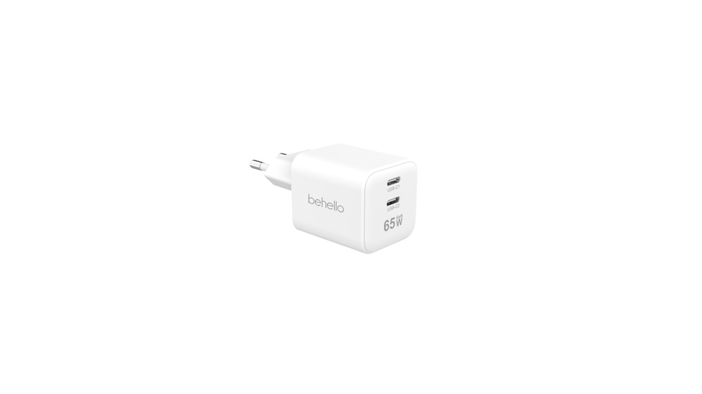 BeHello Oplader 65W GaN met 2 USB-C poorten wit