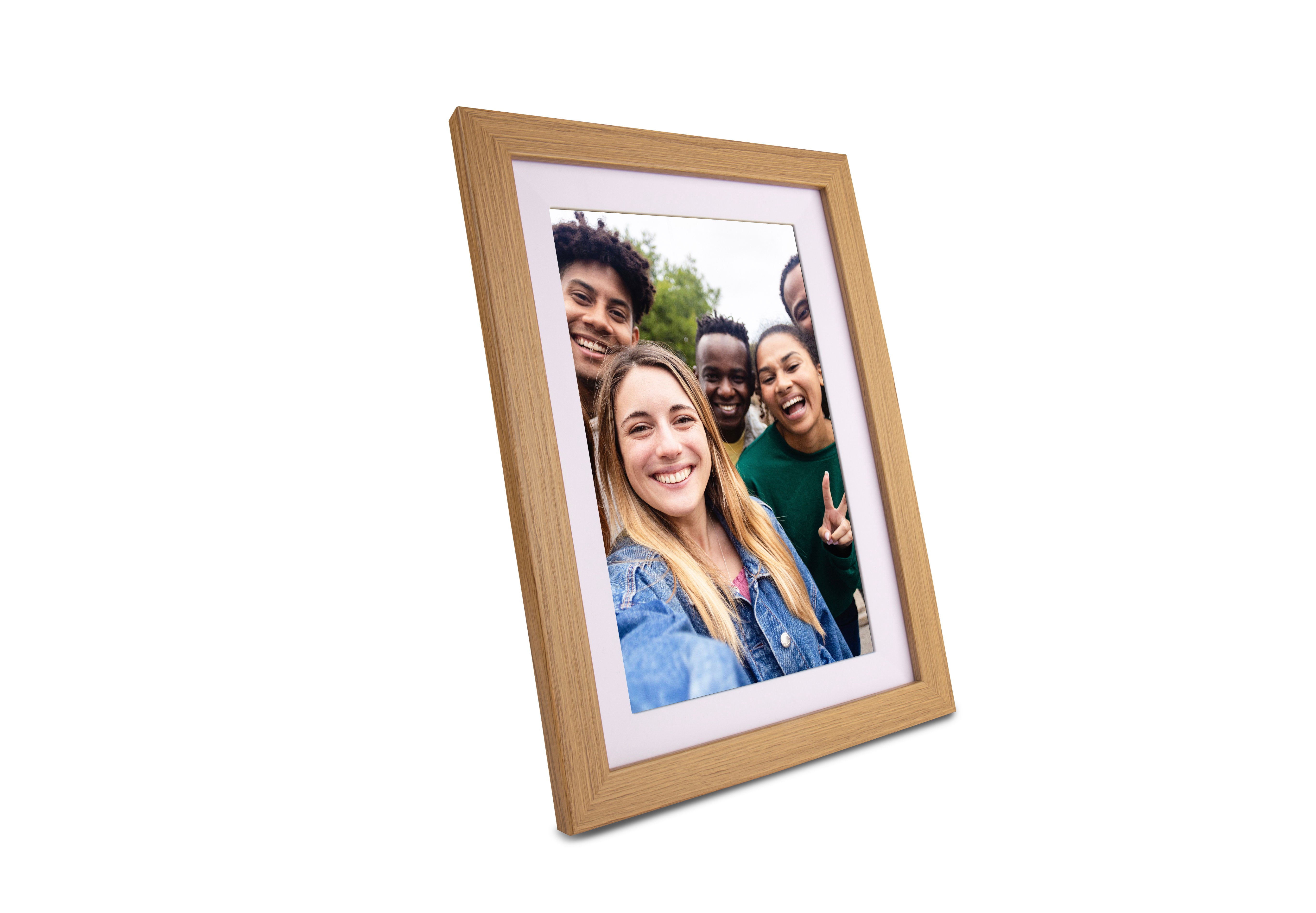 BeHello Digitale fotolijst met Frameo app 16GB licht eikenhout