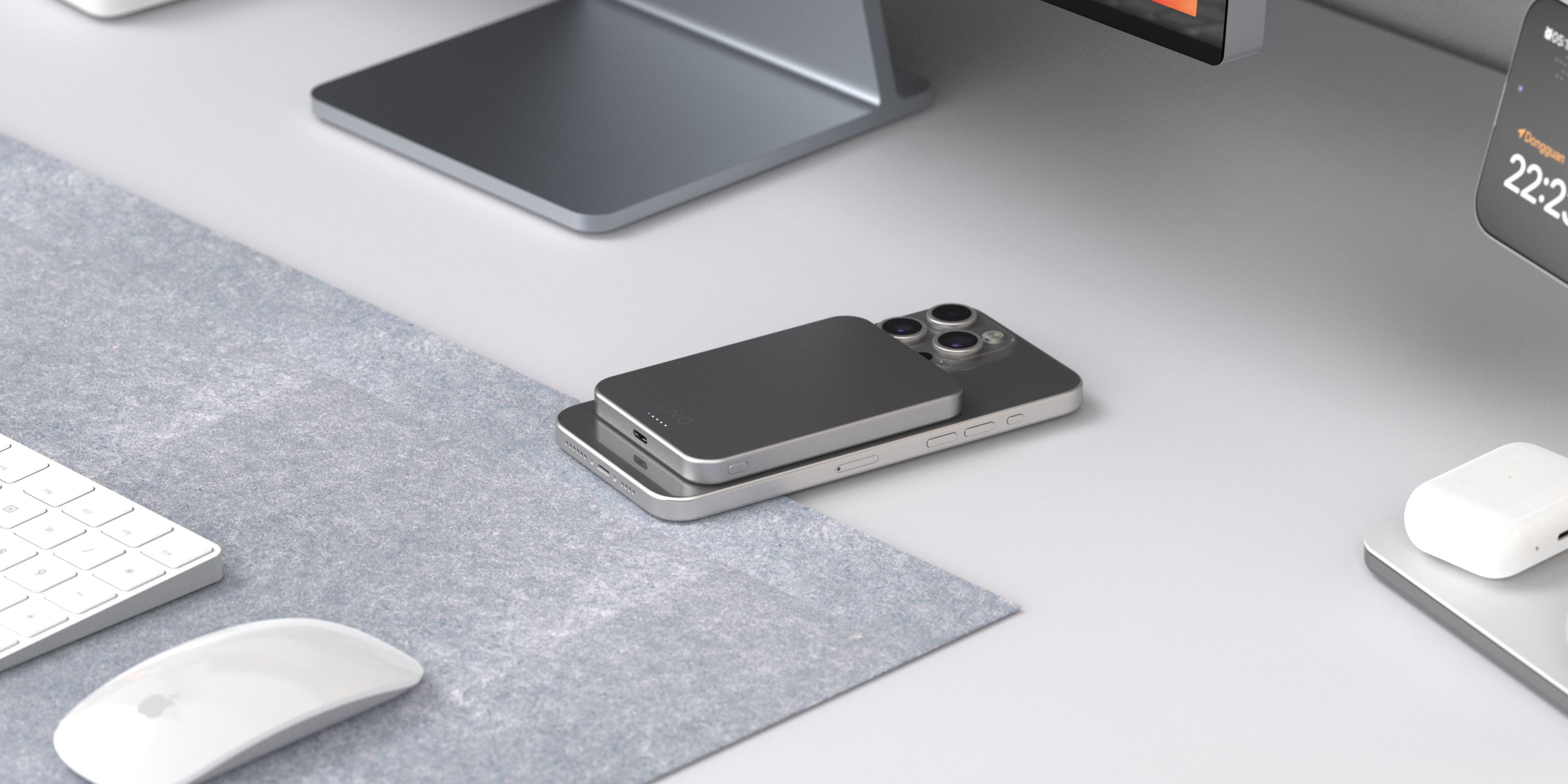 LINQ Draadloze powerbank met magnetische ring 5.000mAh grijs
