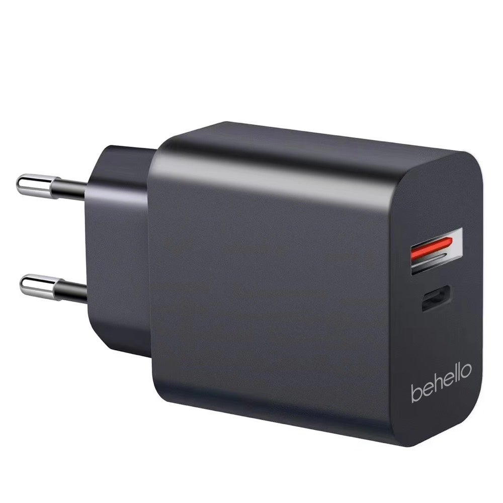 BeHello Oplader 25W met 2 poorten (USB-C en USB-A) zwart