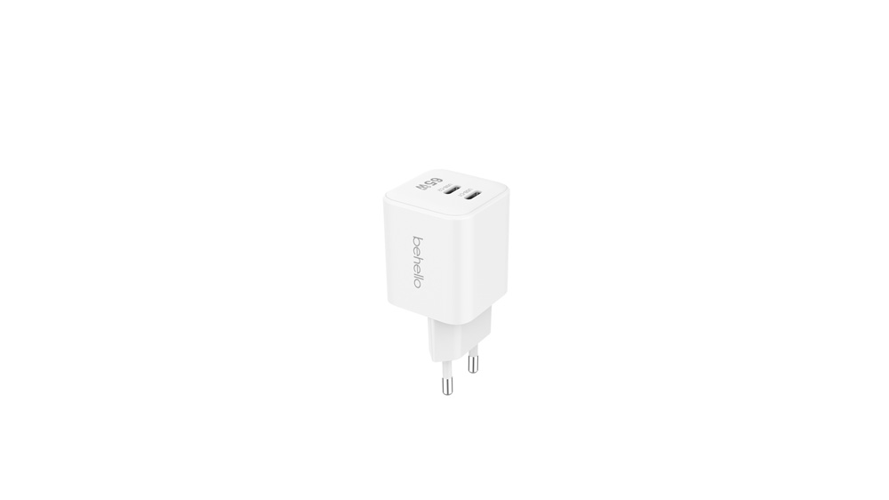 BeHello Oplader 65W GaN met 2 USB-C poorten wit