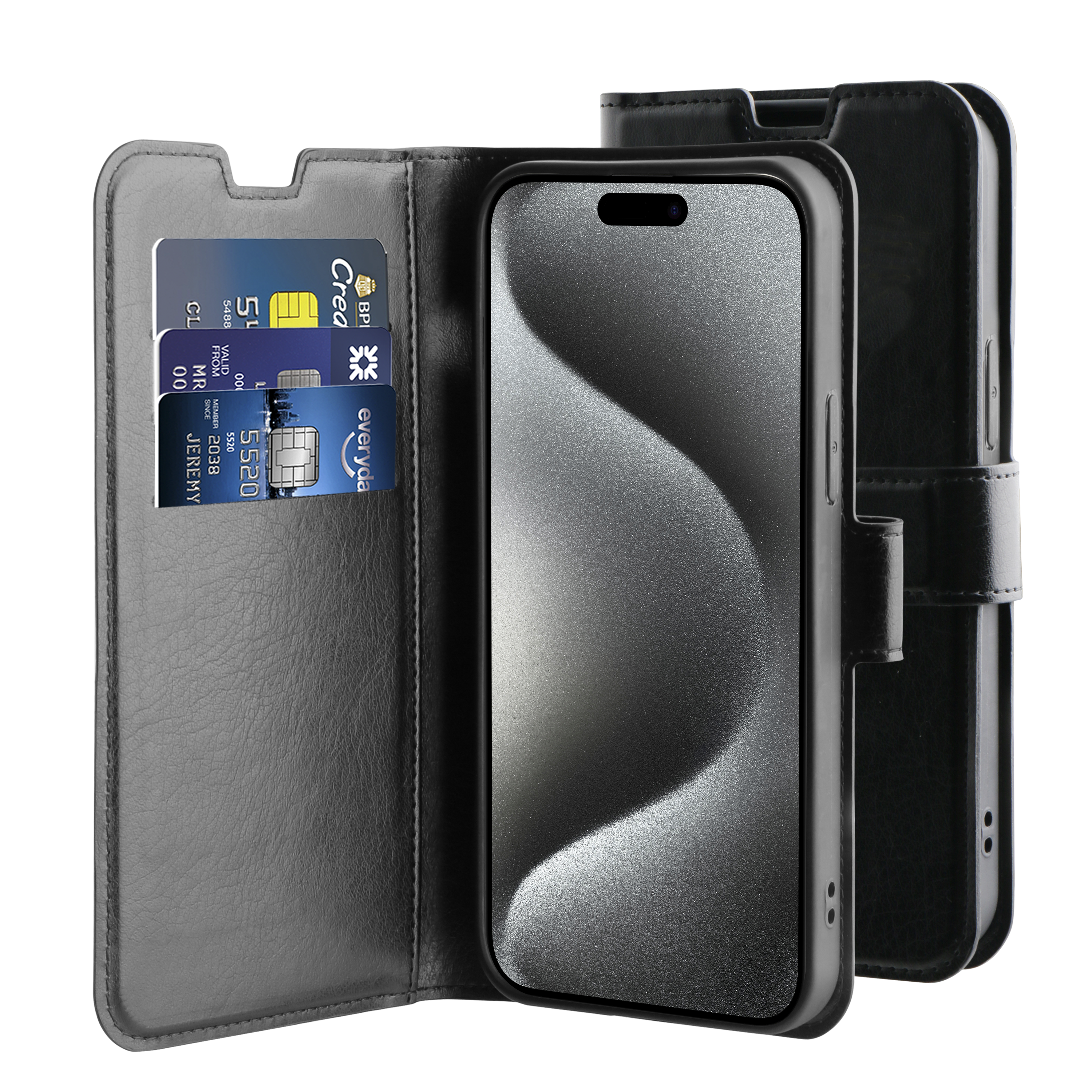 BeHello iPhone 15 Pro Max Gel wallet case zwart