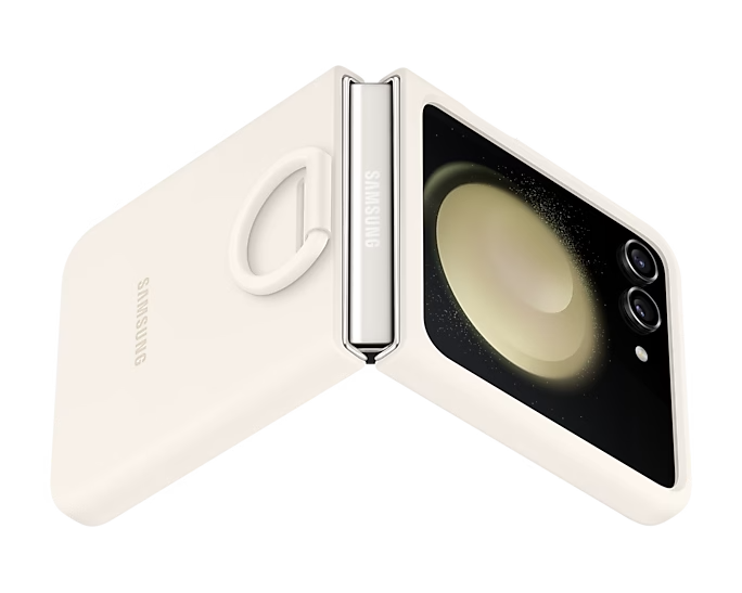 Samsung Galaxy Z Flip5 Silicone case met ring cream