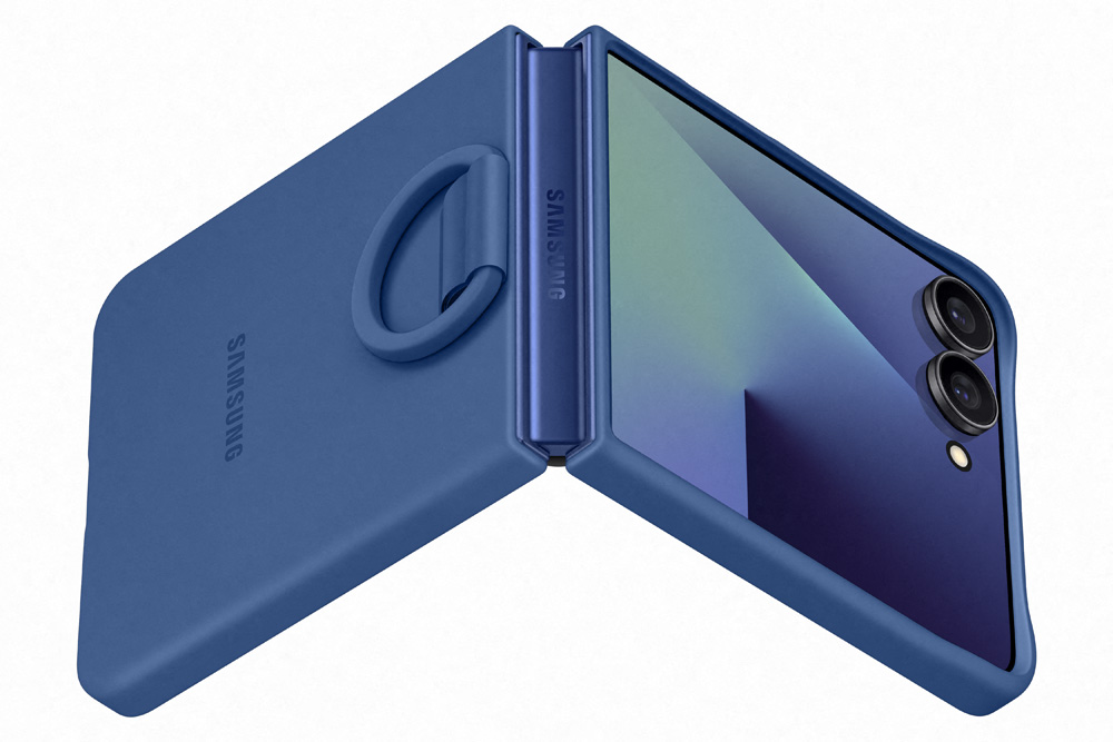 Samsung Galaxy Flip7 Silicone ring case blauw