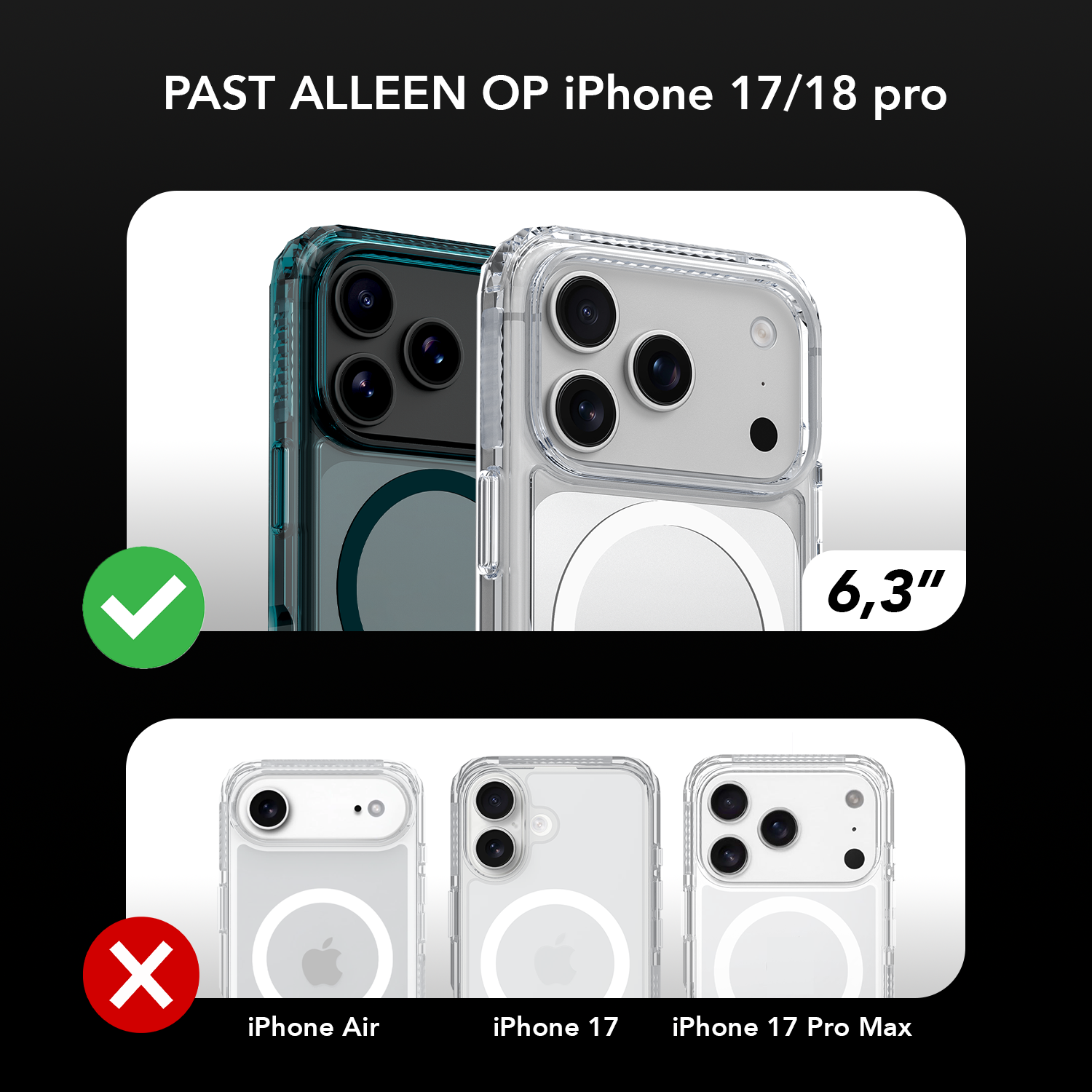 SoSkild iPhone 18 Pro / 17 Pro Defend heavy impact case met magnetische ring transparant