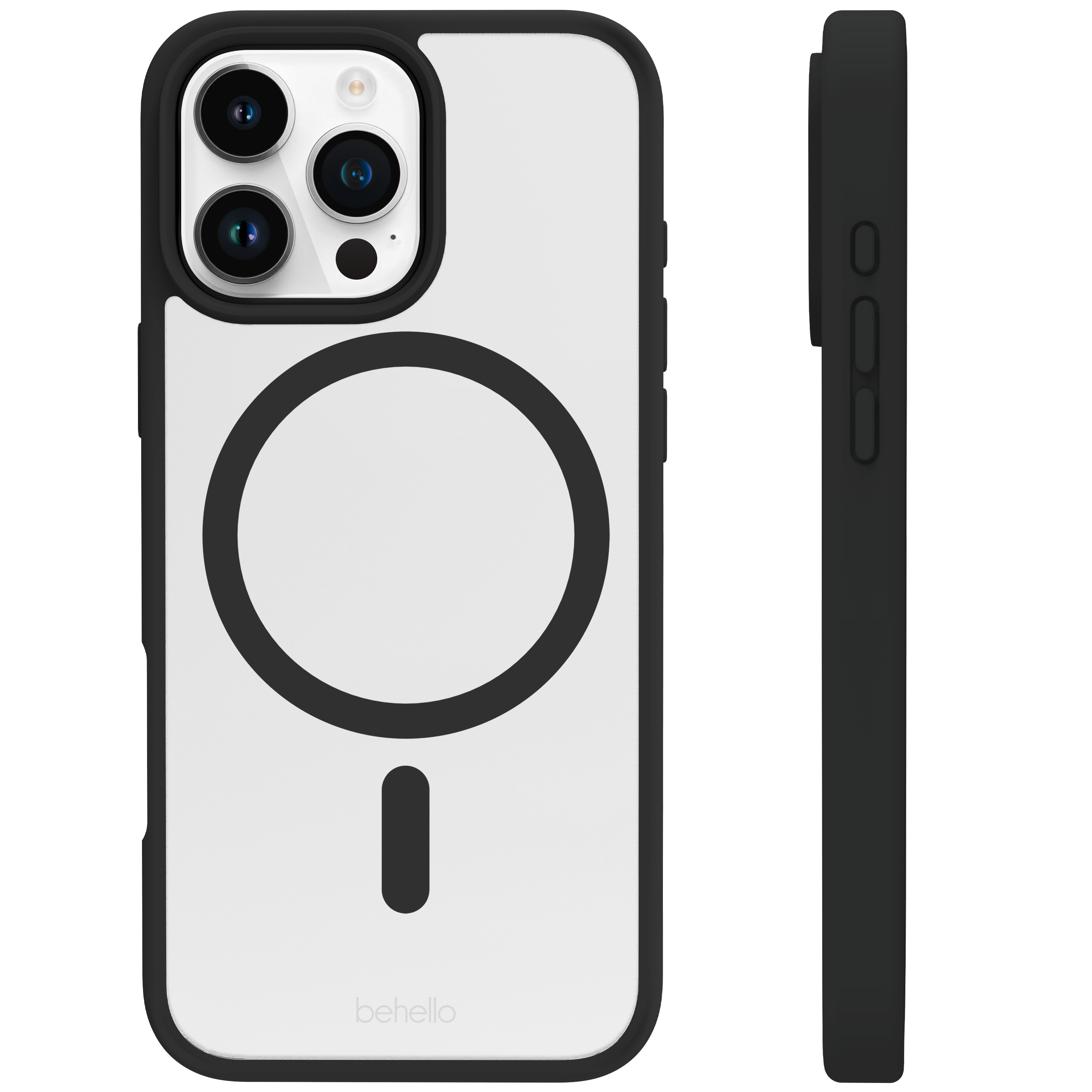 BeHello iPhone 16 Pro Clear case met magnetische ring zwart