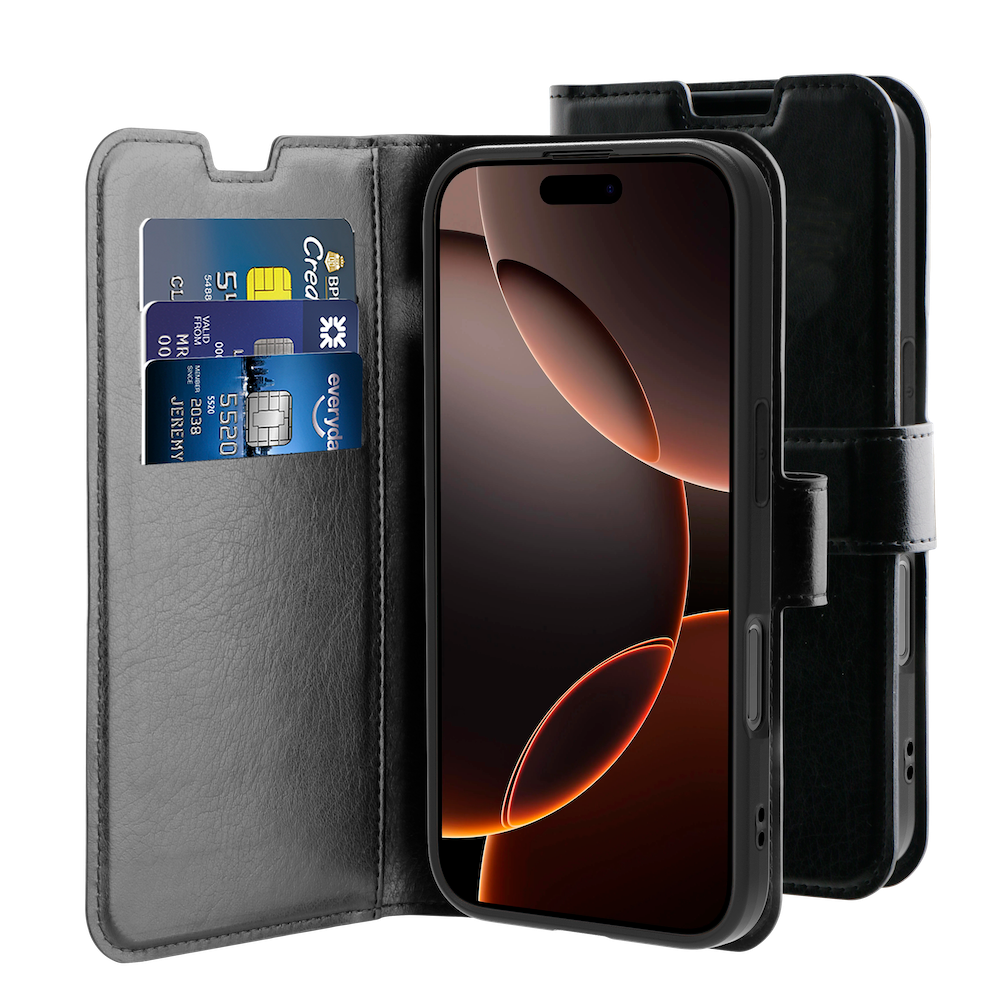 Behello iPhone 16 Pro Gel wallet case zwart