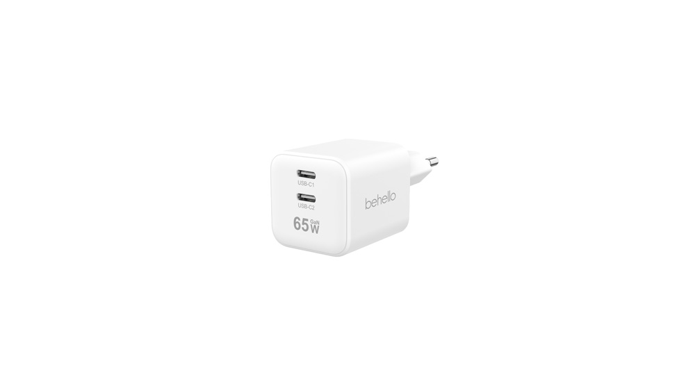 BeHello Oplader 65W GaN met 2 USB-C poorten wit