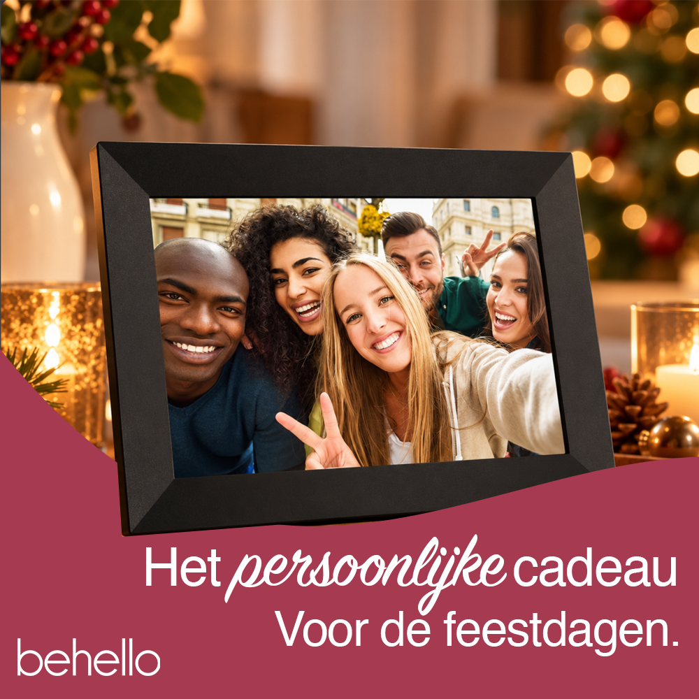 BeHello Digitale fotolijst met Frameo app 10.1 inch licht eikenhout