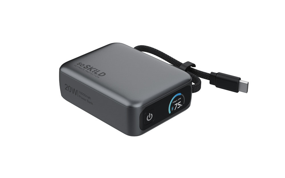SoSkild Ultimate Powerbank 10.000 mAh 20W USB-C met geïntegreerde kabel