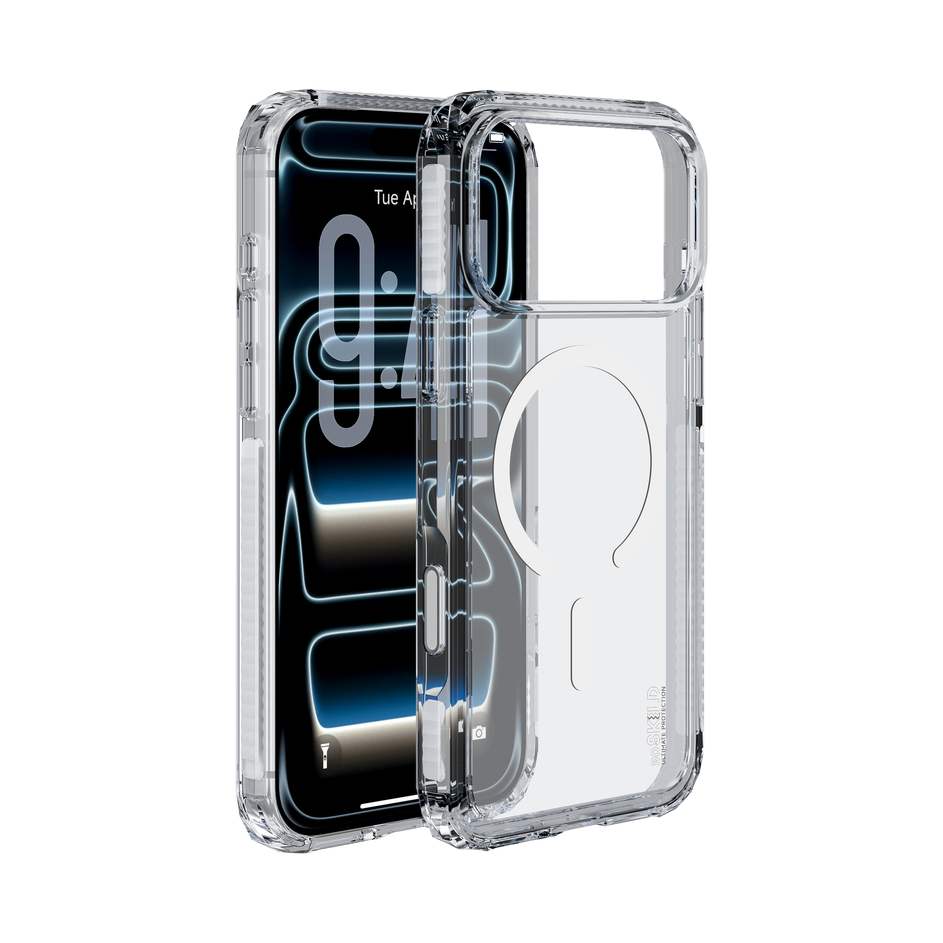 SoSkild iPhone 18 Pro Max / 17 Pro Max Defend heavy impact case met magnetische ring transparant