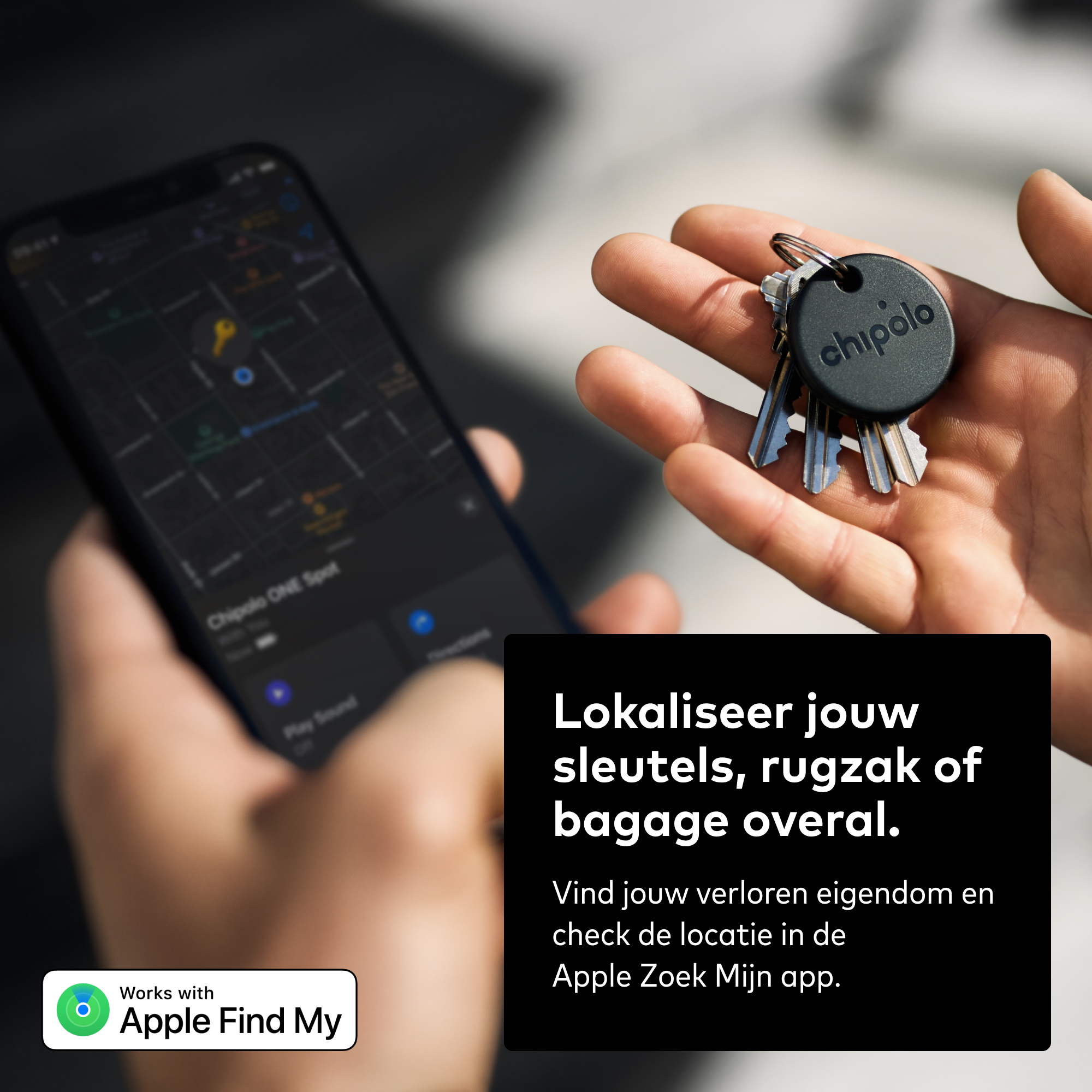Chipolo ONE Spot bluetooth tracker (4 pack) zwart Chipolo ONE Spot bluetooth tracker (4 pack) zwart