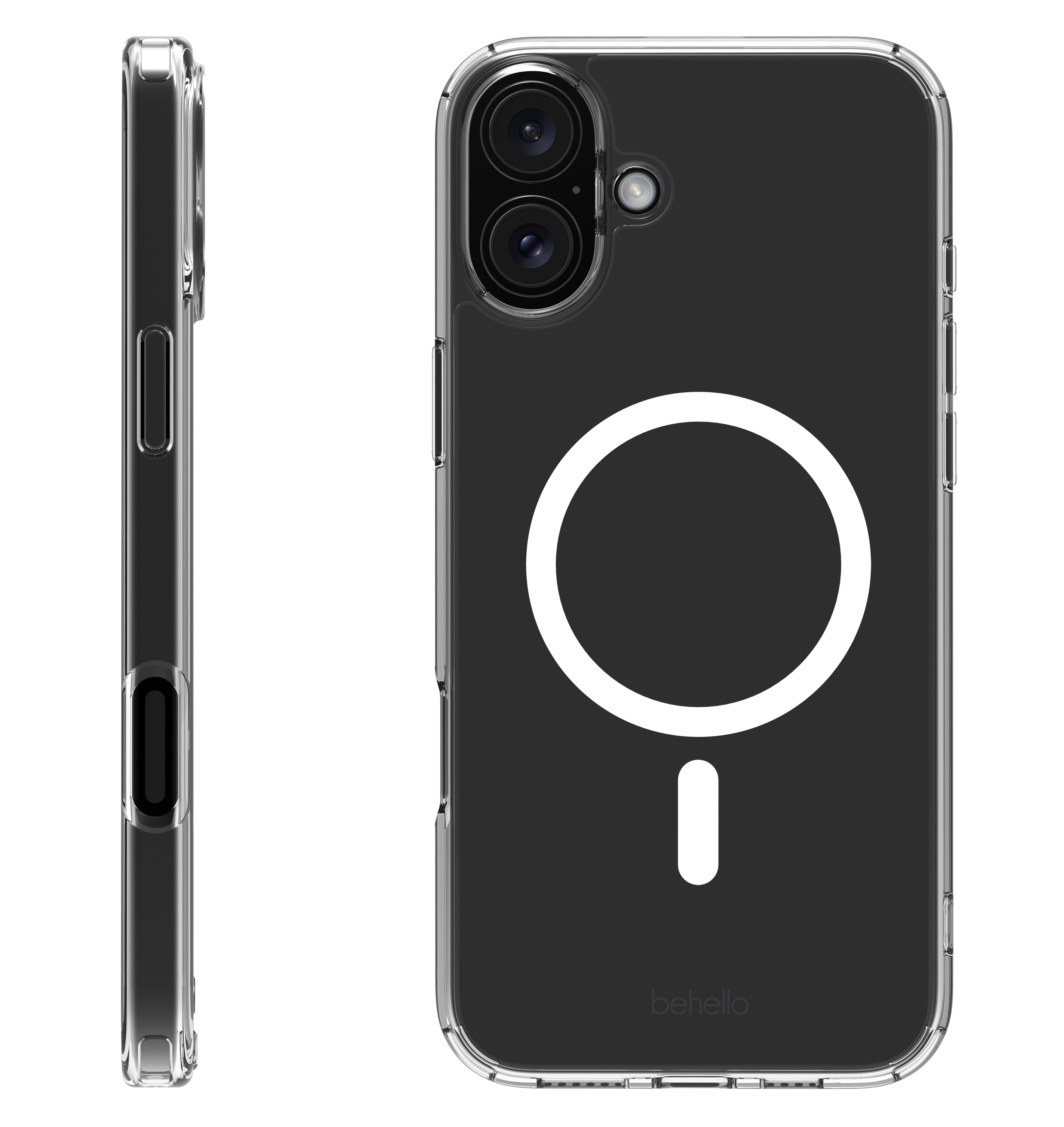 BeHello iPhone 16 Plus Clear case met magnetische ring transparant