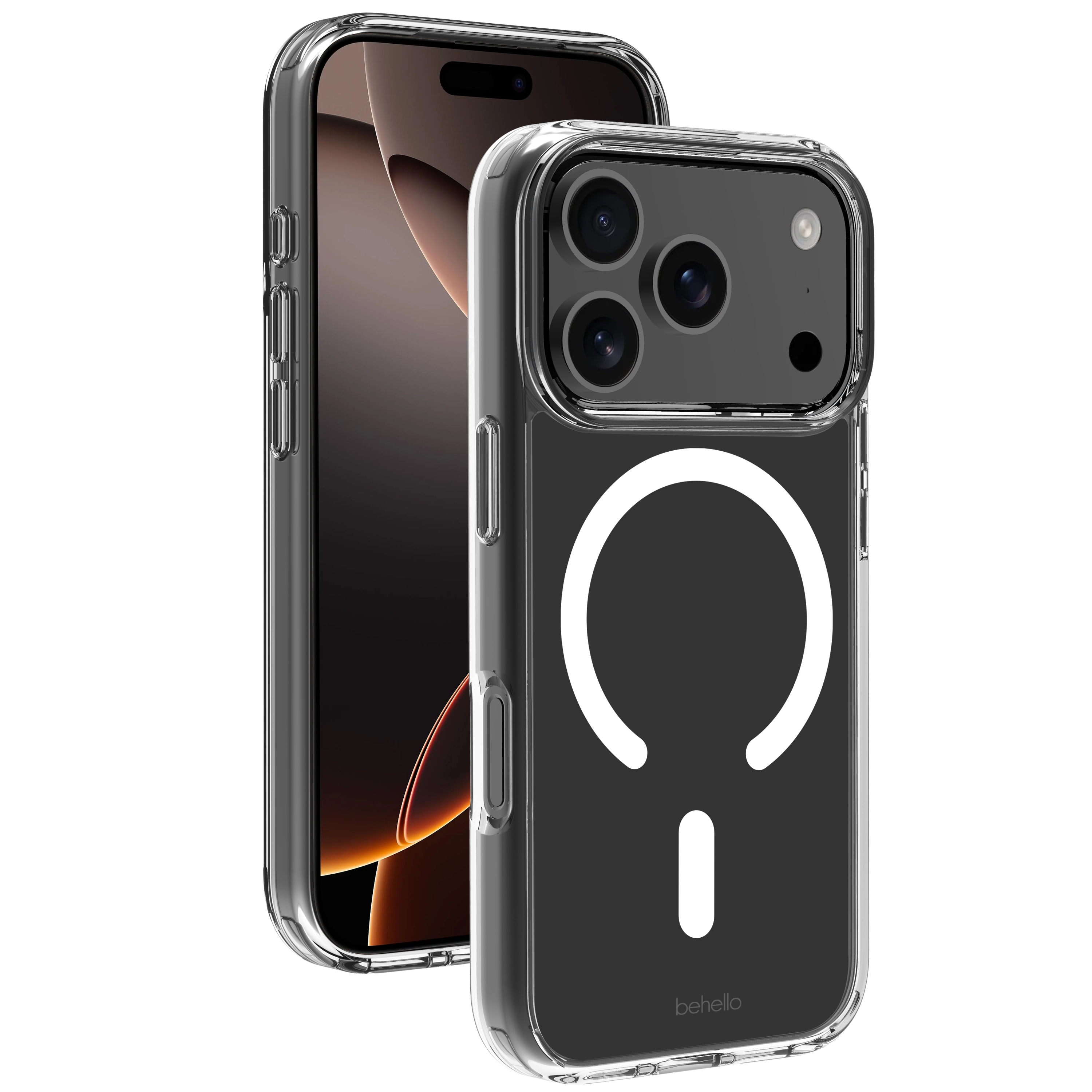 Behello iPhone 17 Pro Clear case met magnetische ring transparant