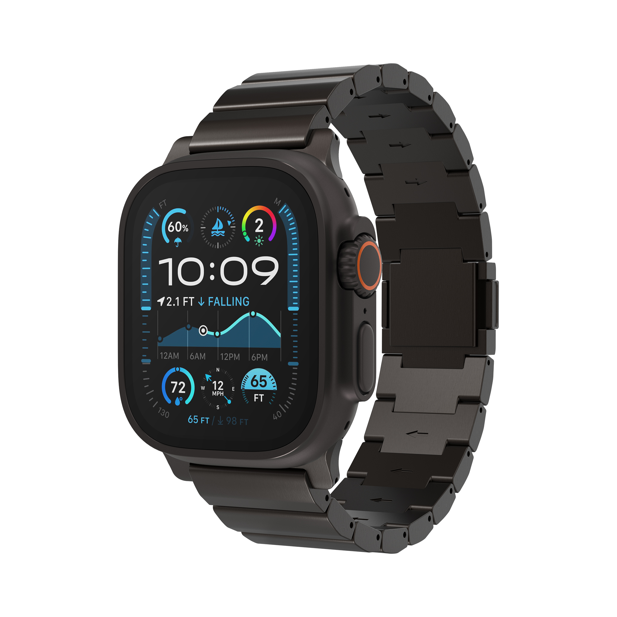 Decoded Titanium Traction bandje voor Apple Watch (Ultra 1/2) 44/45/46/49 mm zwart