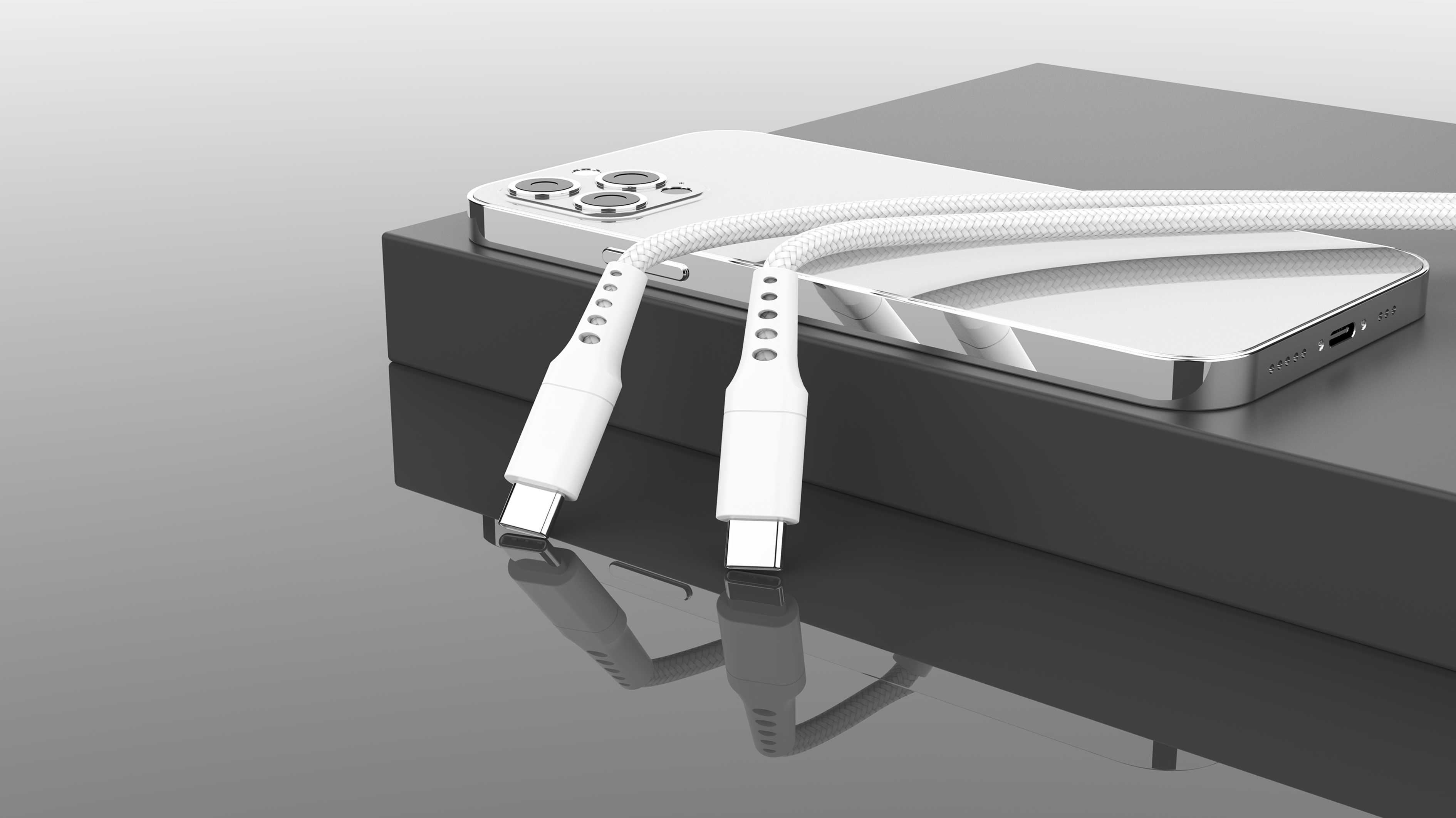 BeHello USB-C naar USB-C kabel geweven 1m wit