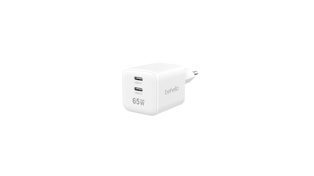 BeHello Oplader 65W GaN met 2 USB-C poorten wit