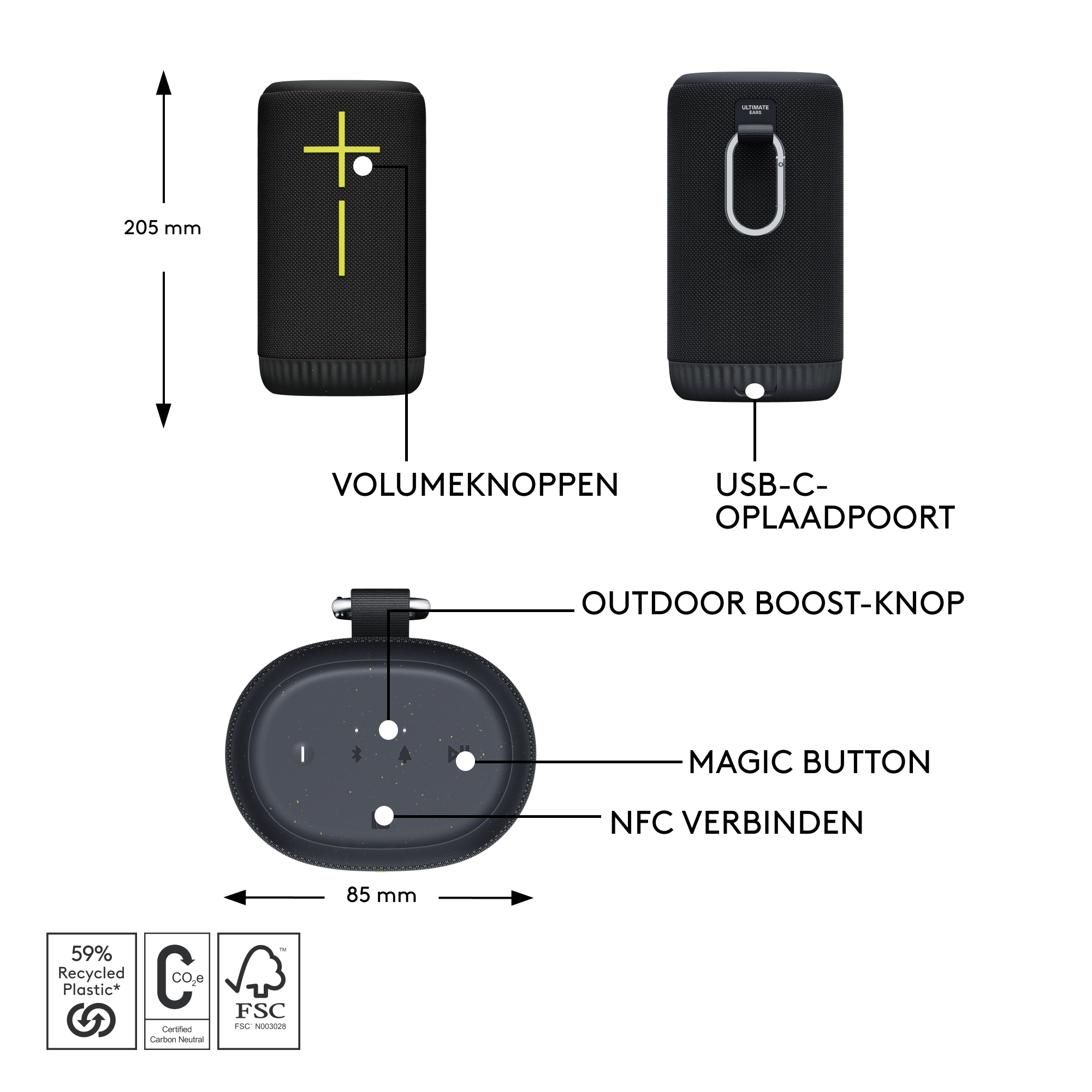 Ultimate Ears Everboom 4 bluetooth speaker zwart