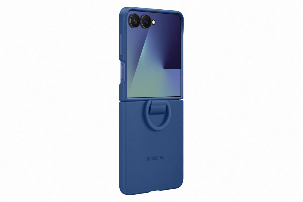 Samsung Galaxy Flip7 Silicone ring case blauw