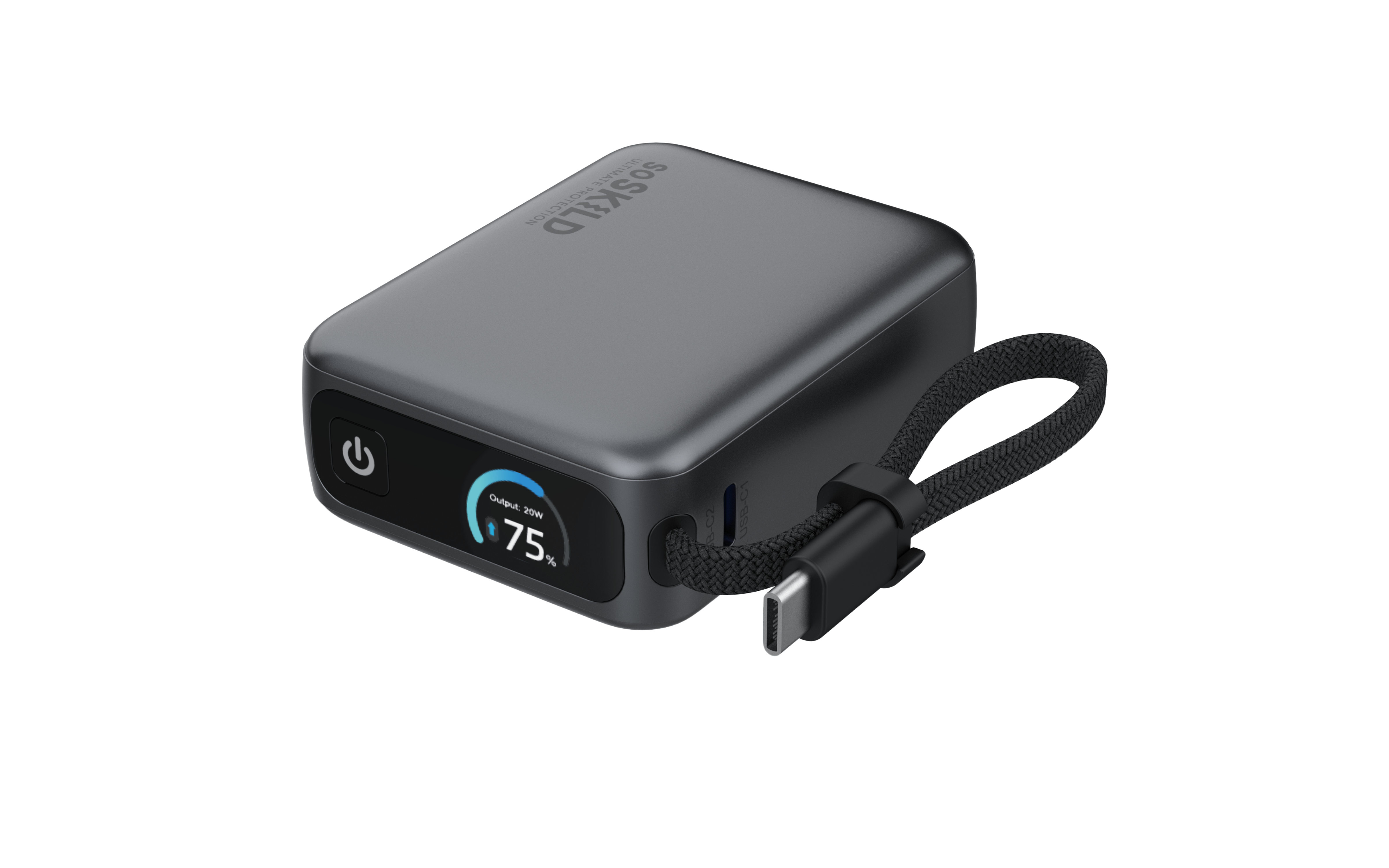 SoSkild Ultimate Powerbank 10.000 mAh 20W USB-C met geïntegreerde kabel