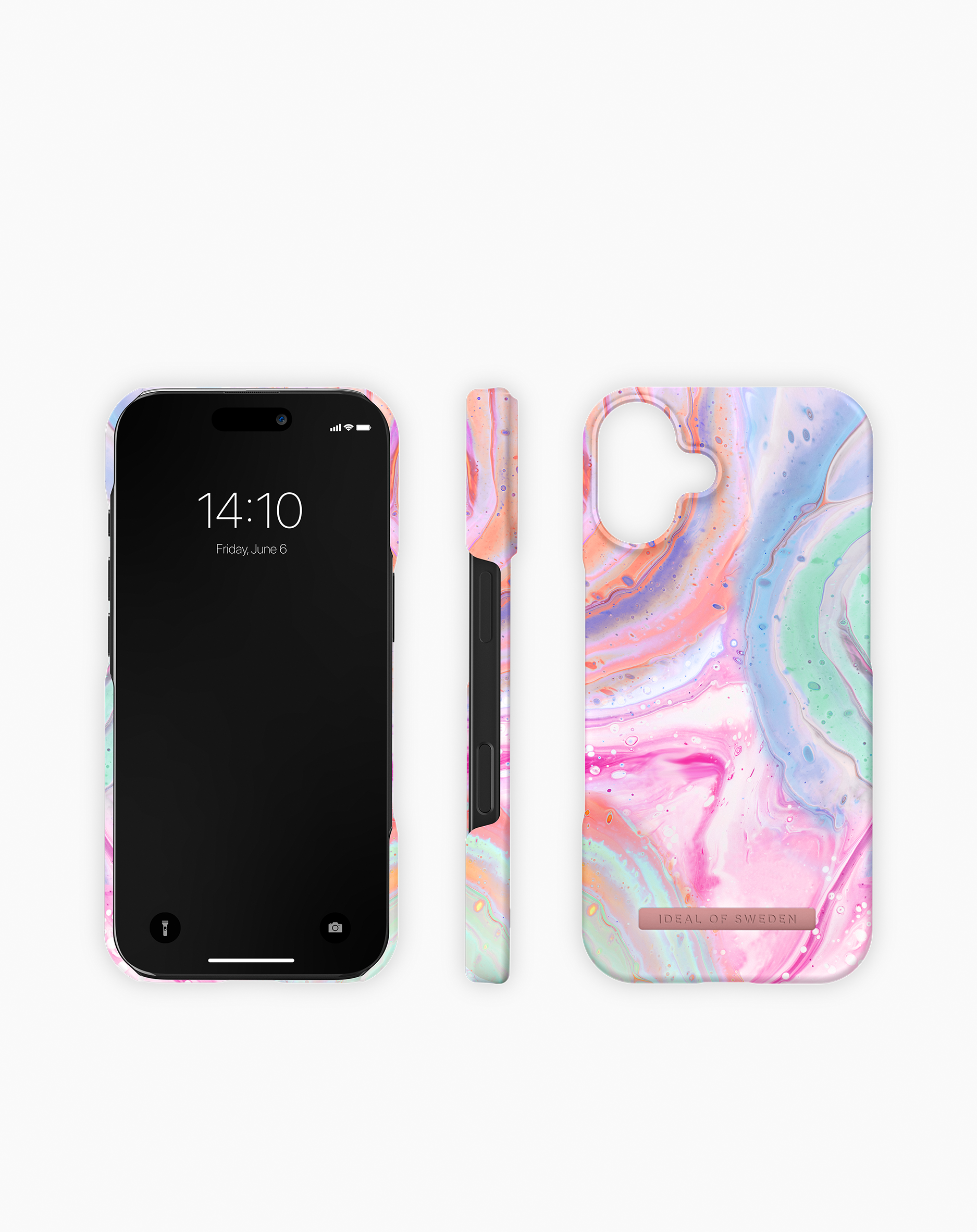 iDeal of Sweden iPhone 16 Plus Fashion back case met magnetische ring pastel marble