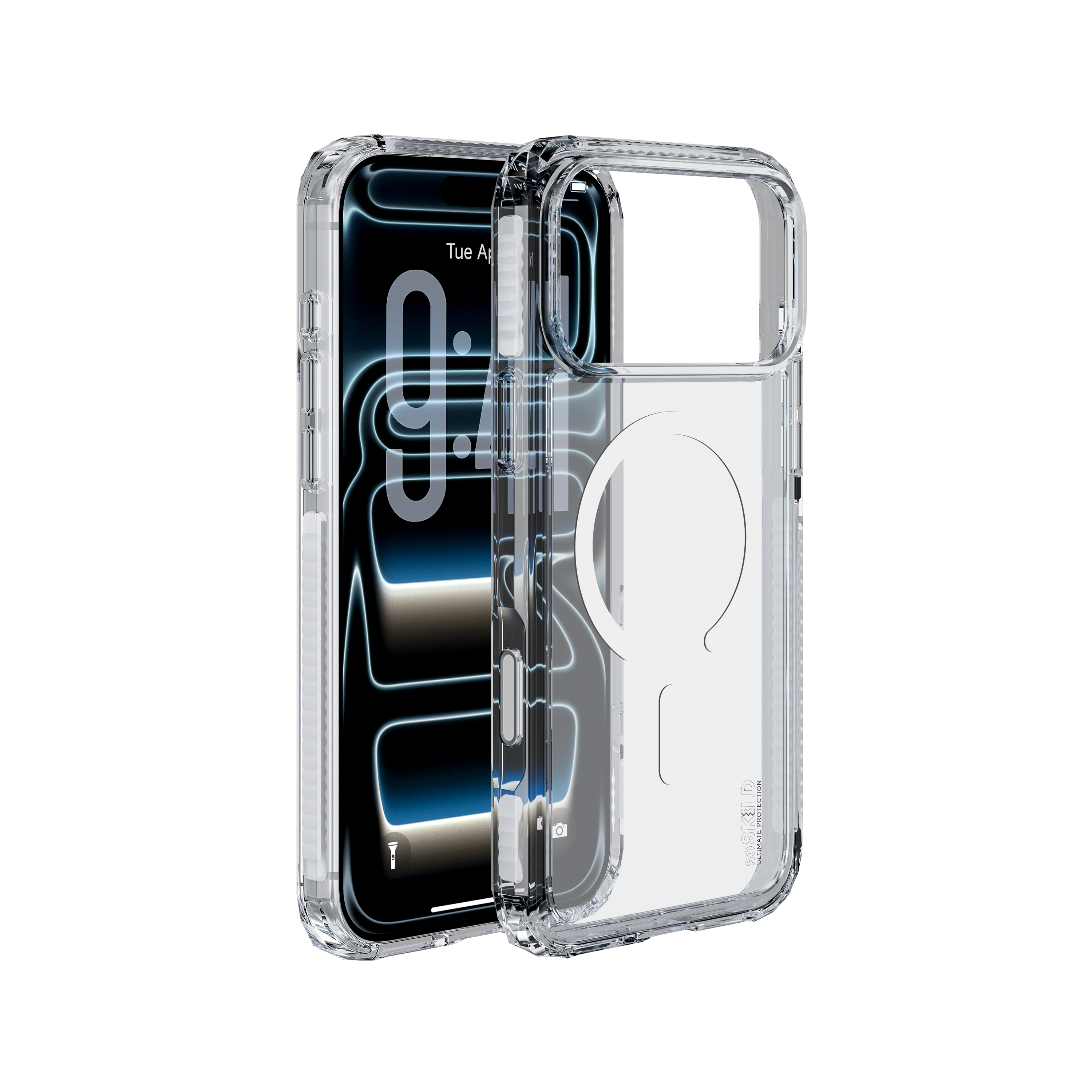 SoSkild iPhone 18 Pro / 17 Pro Defend heavy impact case met magnetische ring transparant